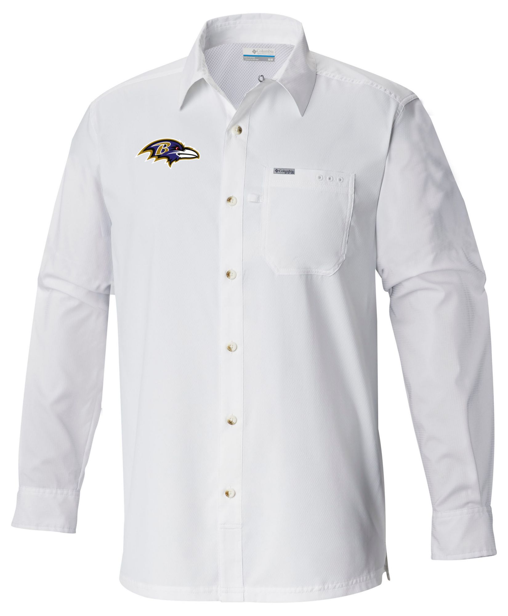 Columbia Men's Baltimore Ravens White Slack Tide Button-Up Long Sleeve Shirt
