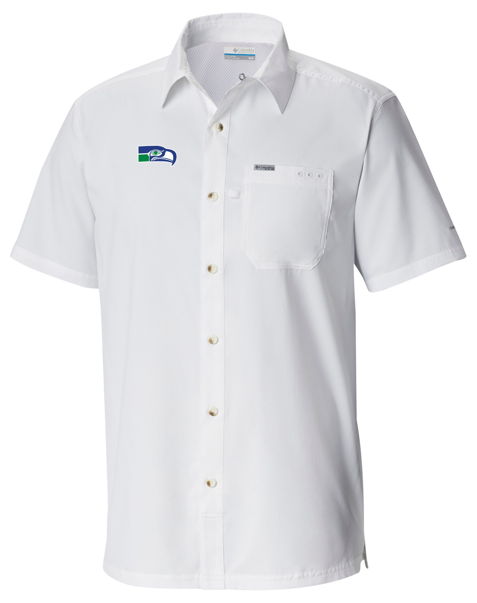 Columbia Men's Seattle Seahawks White Slack Tide Button Down Shirt