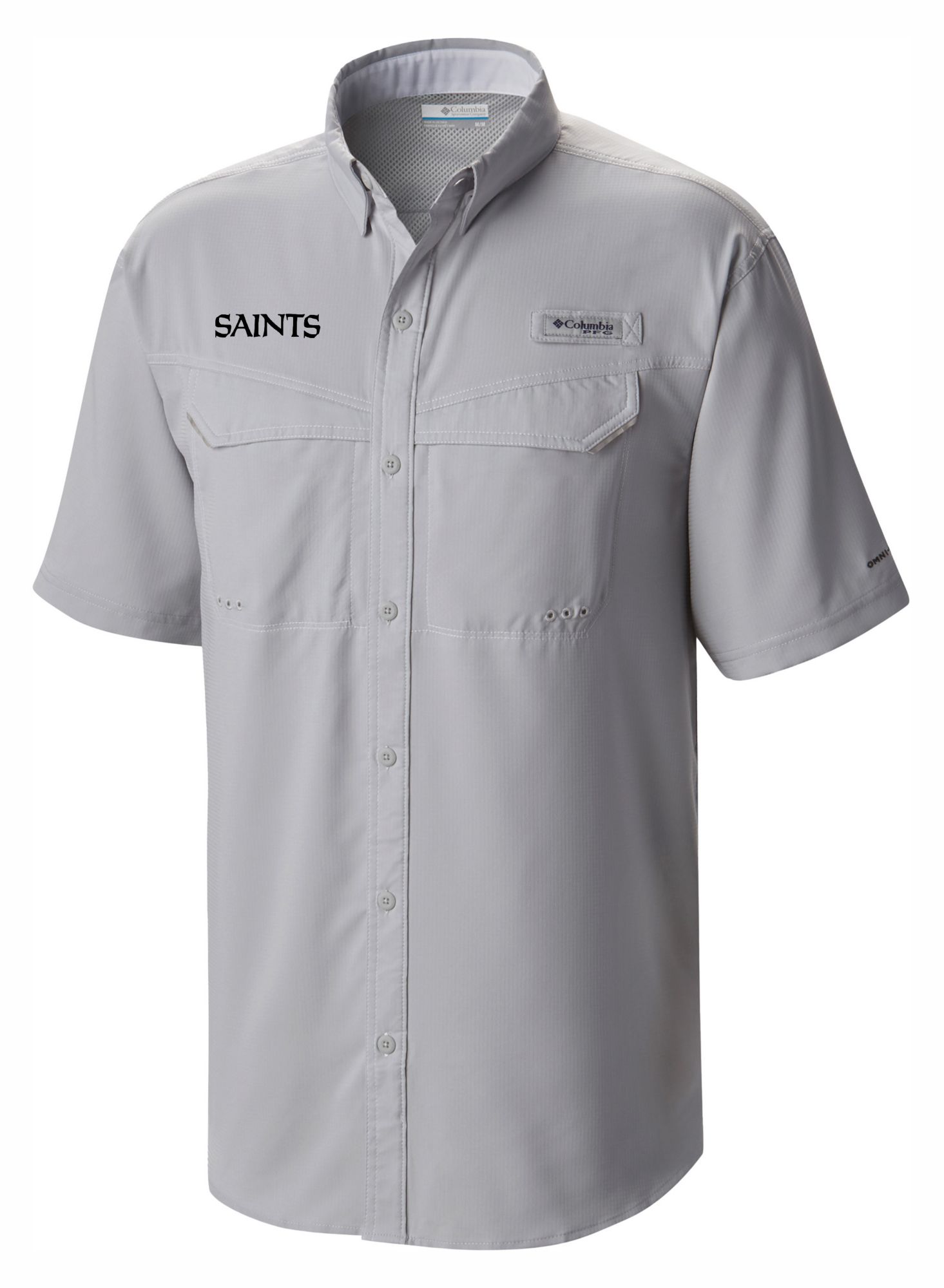 Columbia Men's New Orleans Saints Grey Low Drag Button Down Shirt