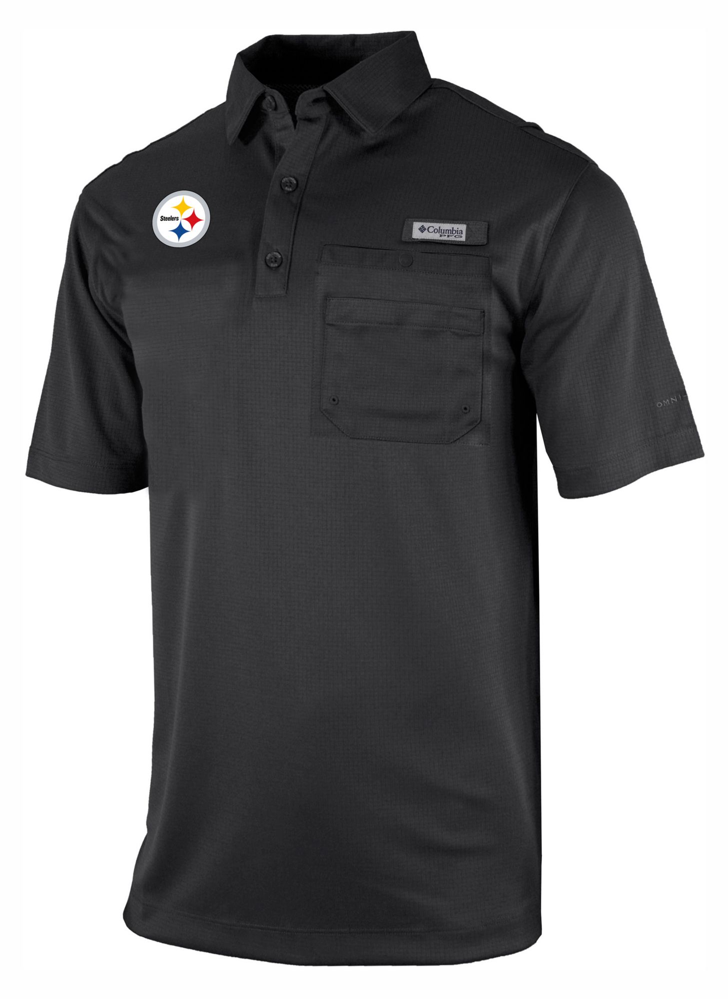 Columbia Men's Pittsburgh Steelers Black Flycaster Polo