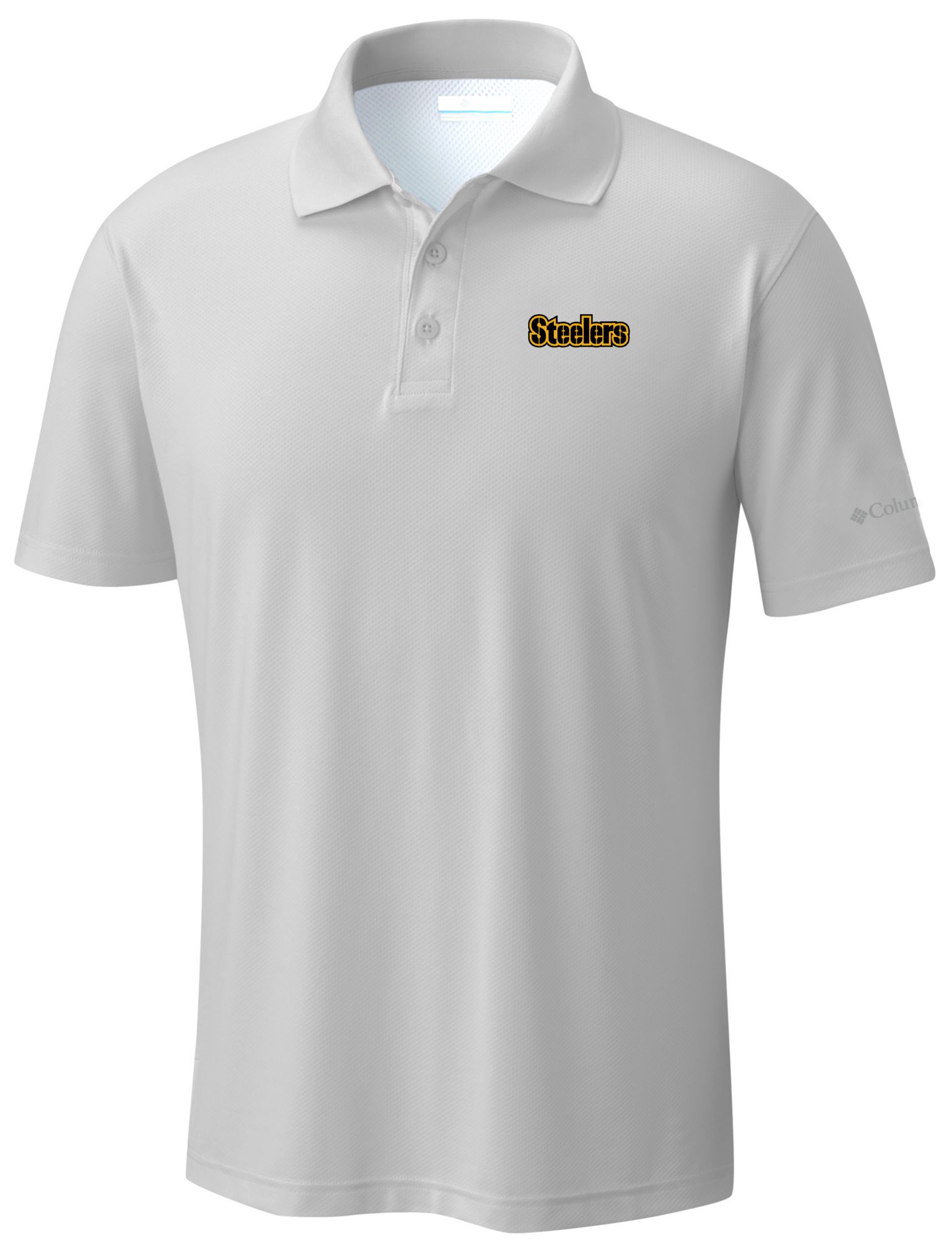 Columbia Men's Pittsburgh Steelers White Low Drag Polo