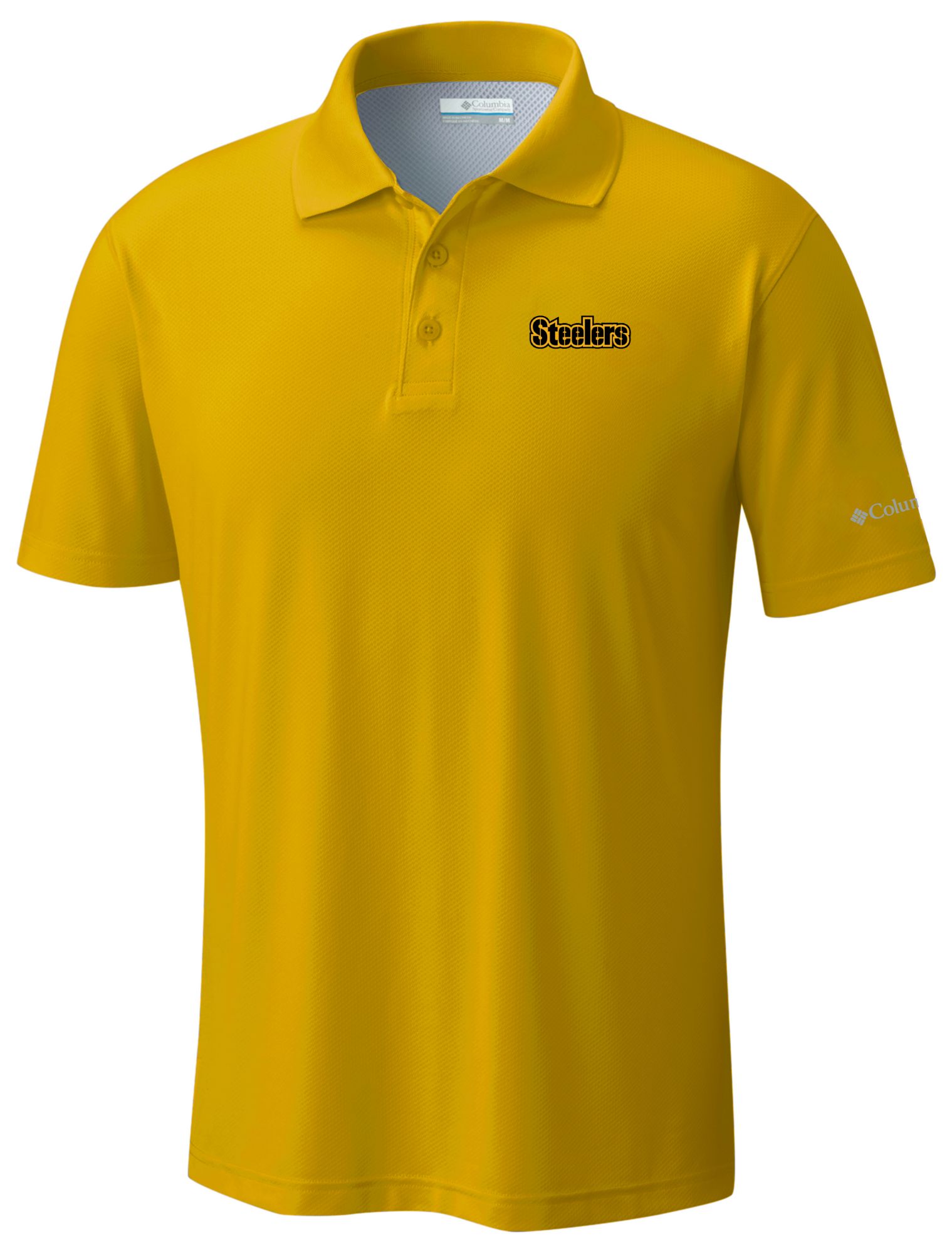 Columbia Men's Pittsburgh Steelers Yellow Low Drag Polo