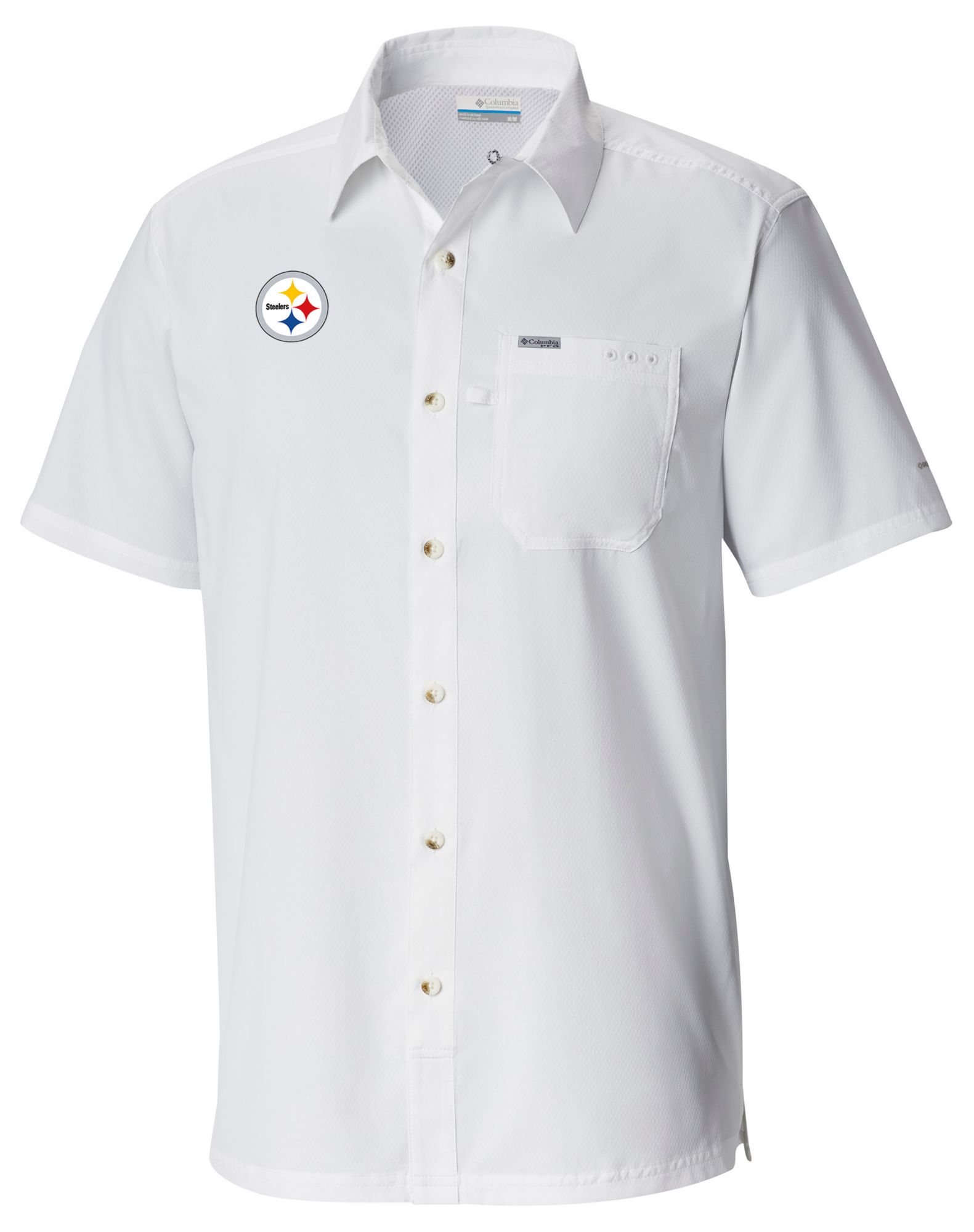 Columbia Men's Pittsburgh Steelers White Slack Tide Button Down Shirt
