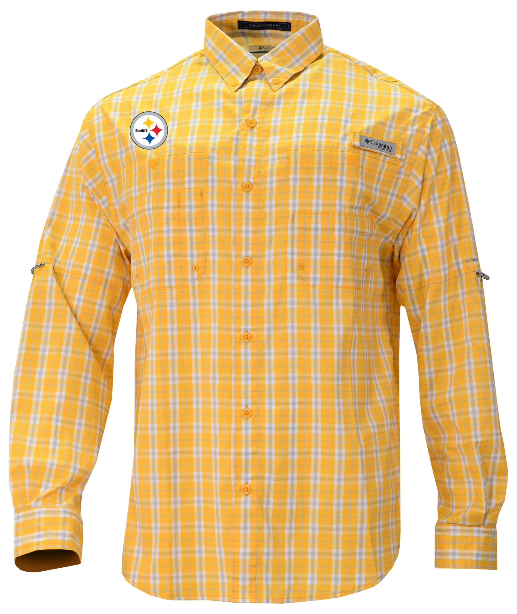 Columbia Men's Pittsburgh Steelers Yellow Super Tamiami Long Sleeve Shirt
