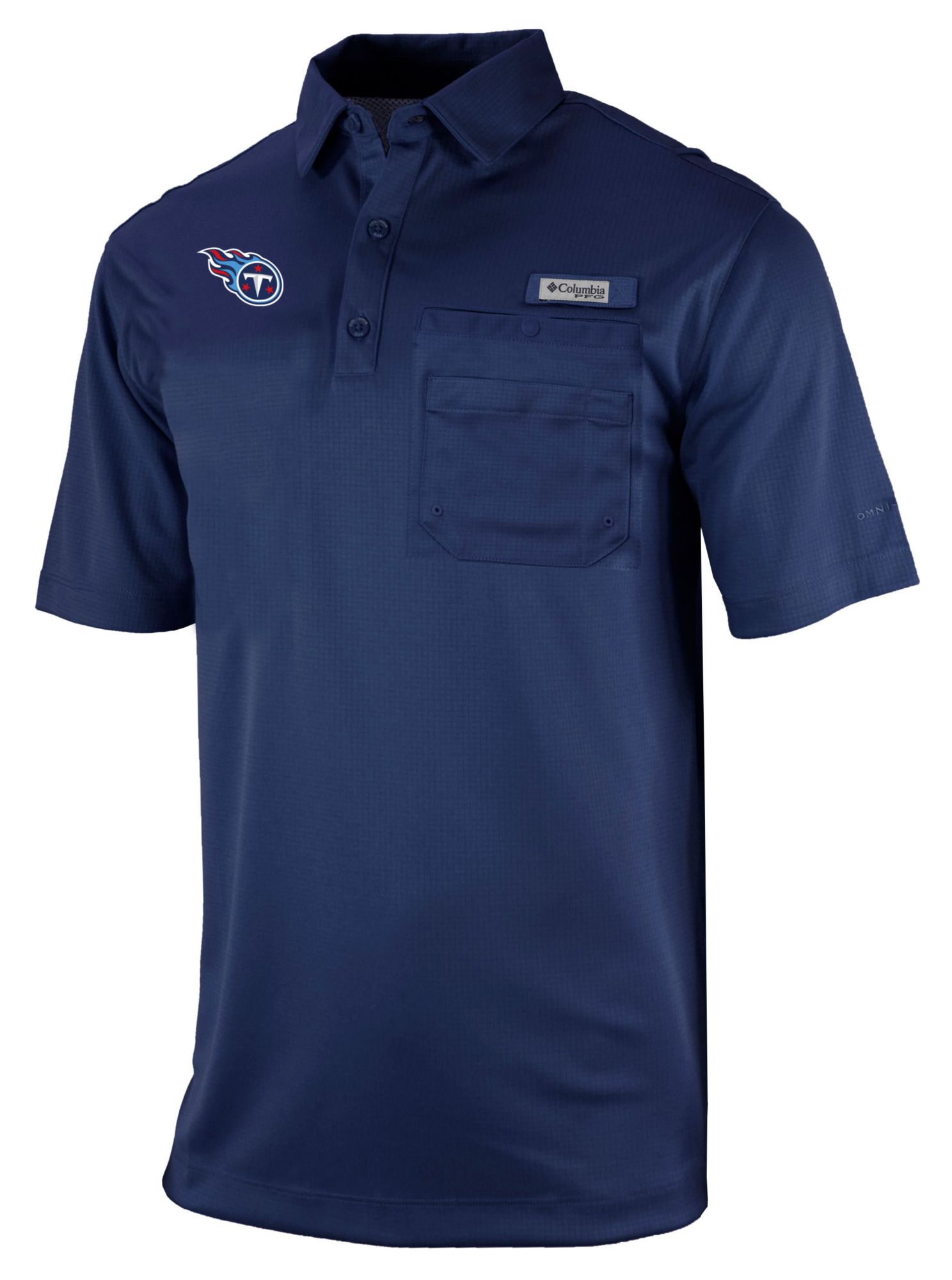 Columbia Men's Tennessee Titans Navy Flycaster Polo