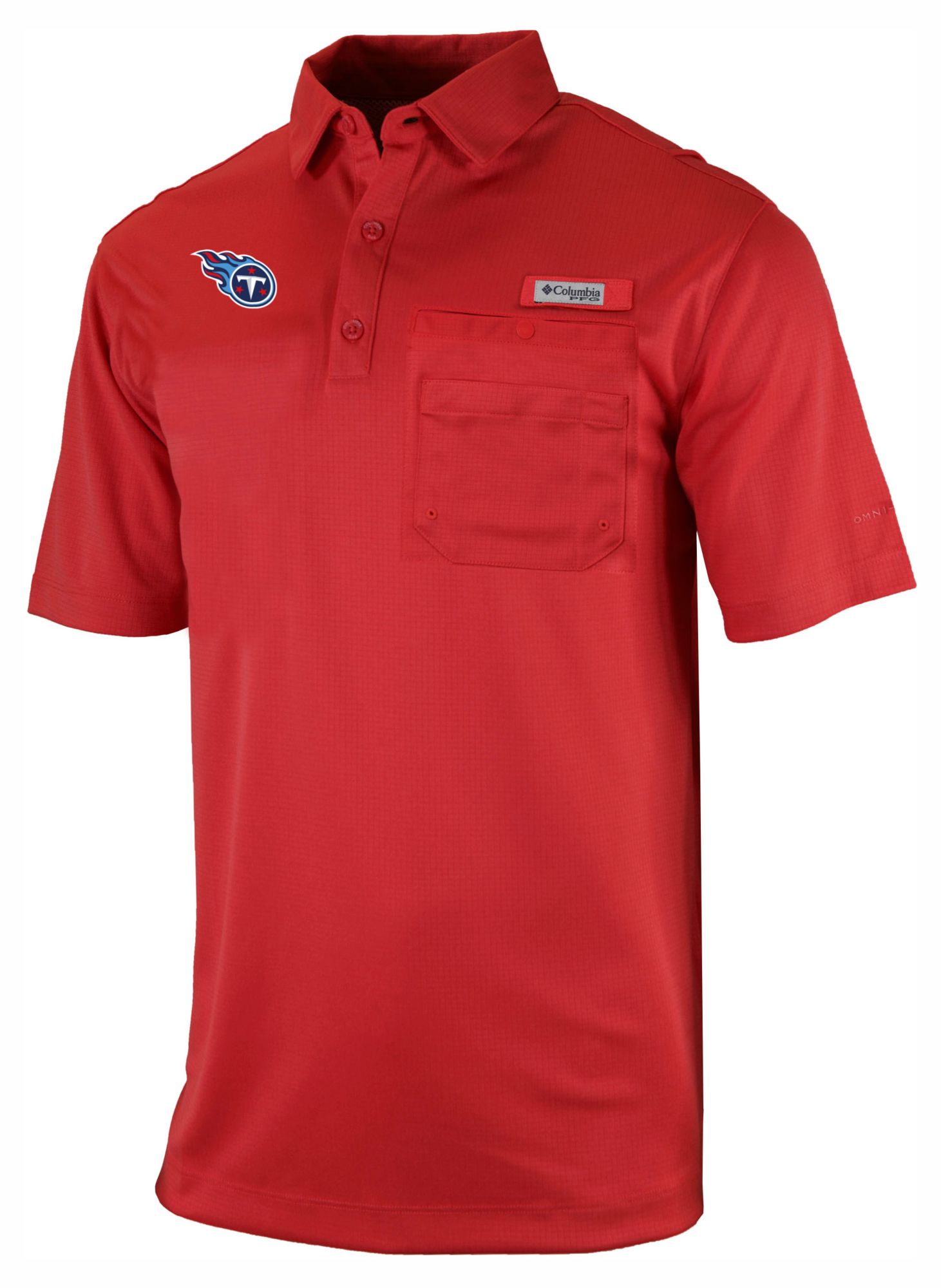 Columbia Men's Tennessee Titans Red Flycaster Polo