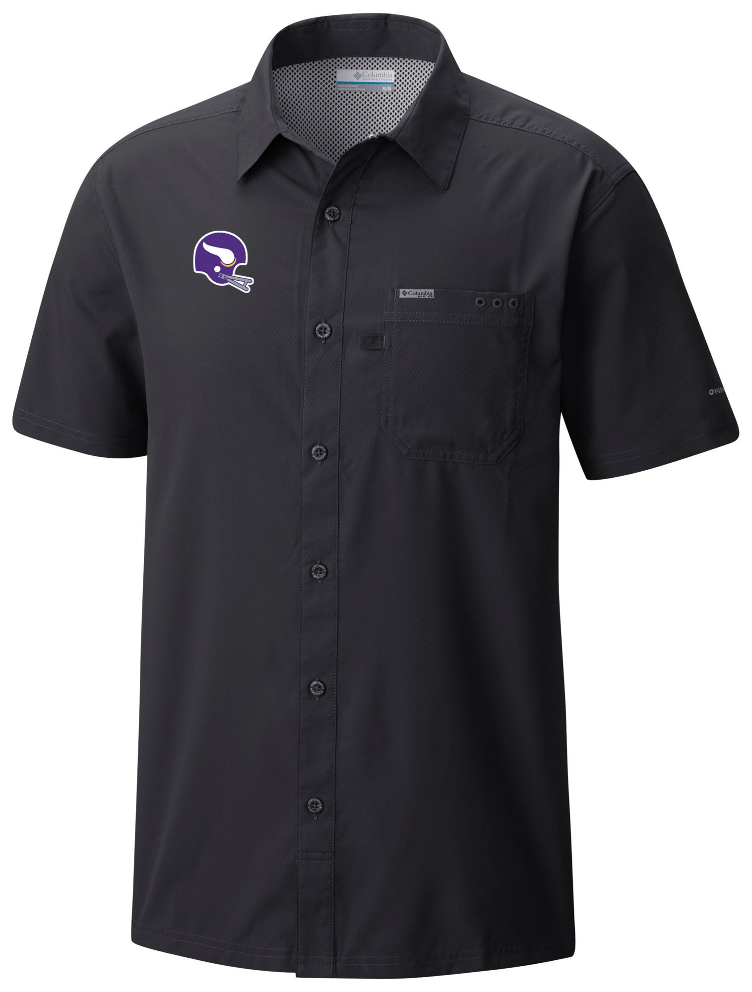 Columbia Men's Minnesota Vikings Black Slacktide Short Sleeve Shirt