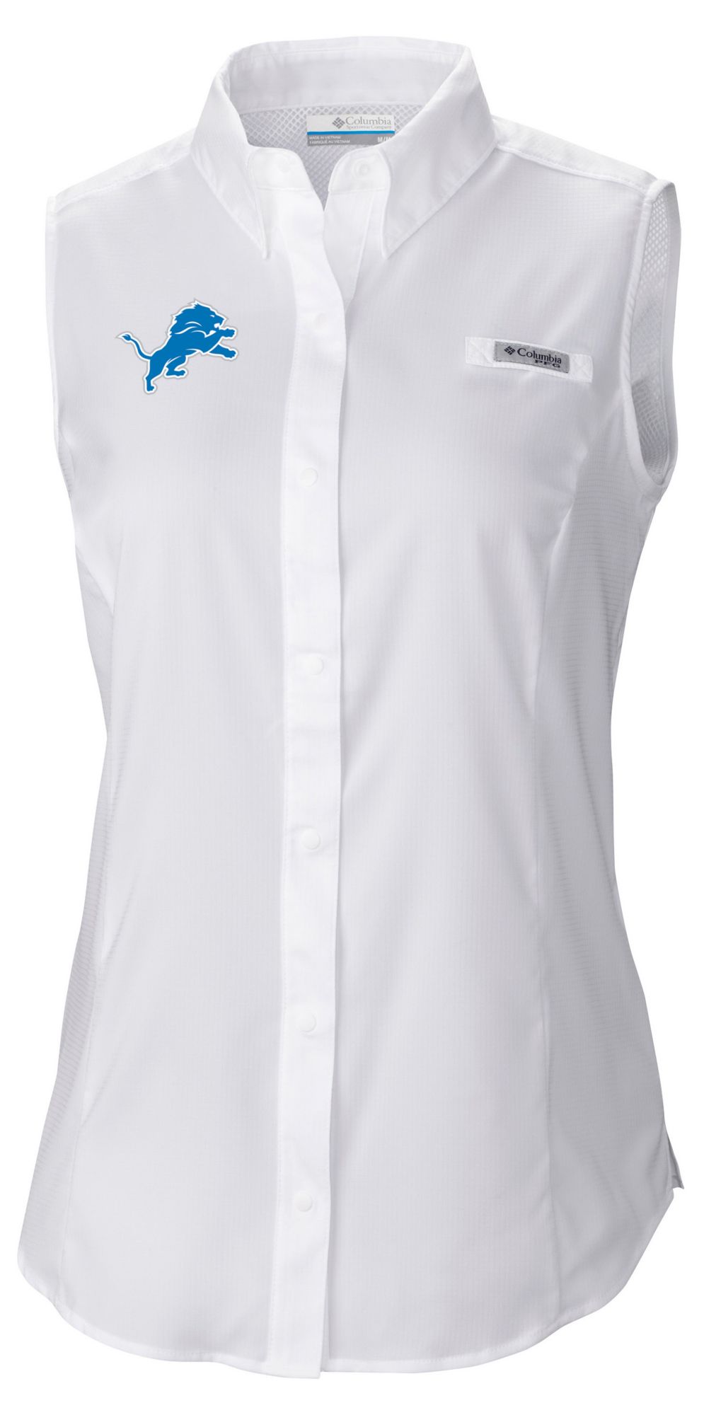 Columbia Women's Detroit Lions White Tamiami Sleeveless Shirt