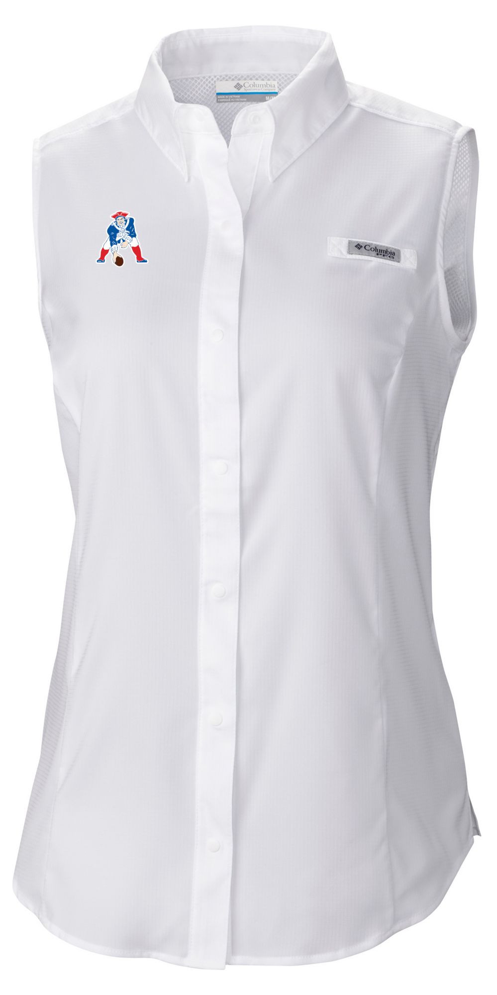 Columbia Women's New England Patriots White Tamiami Sleeveless Shirt