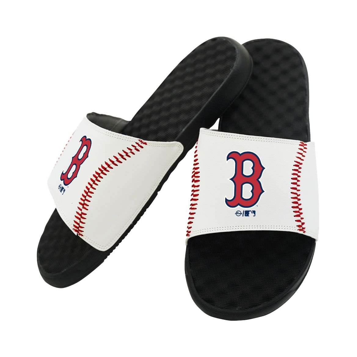 ISlide Boston Red Sox White/Black Baseball Stitch Slide Sandals