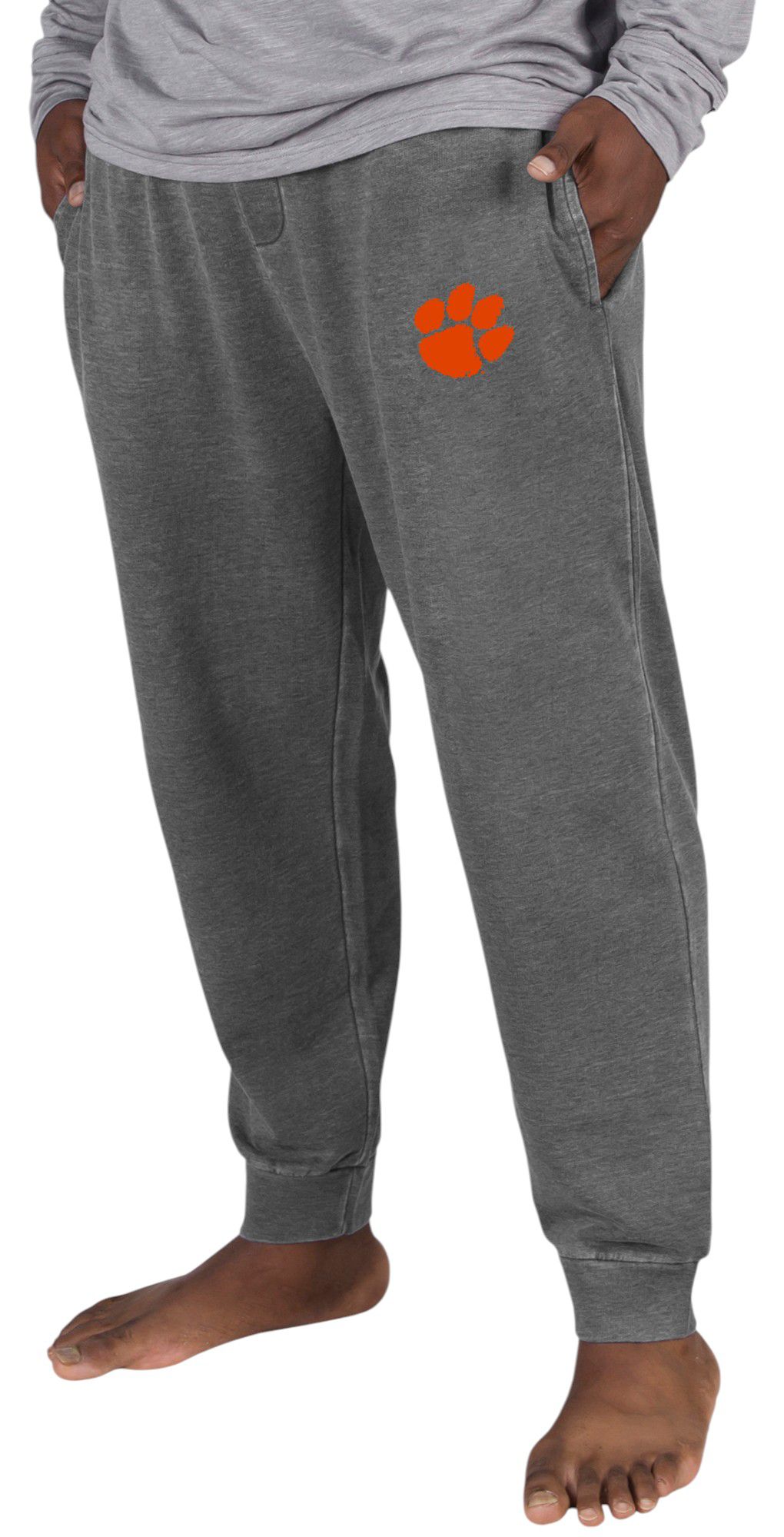 Concepts Sport Men's Clemson Tigers Charcoal Trackside Fleece Cuffed Leg Pants