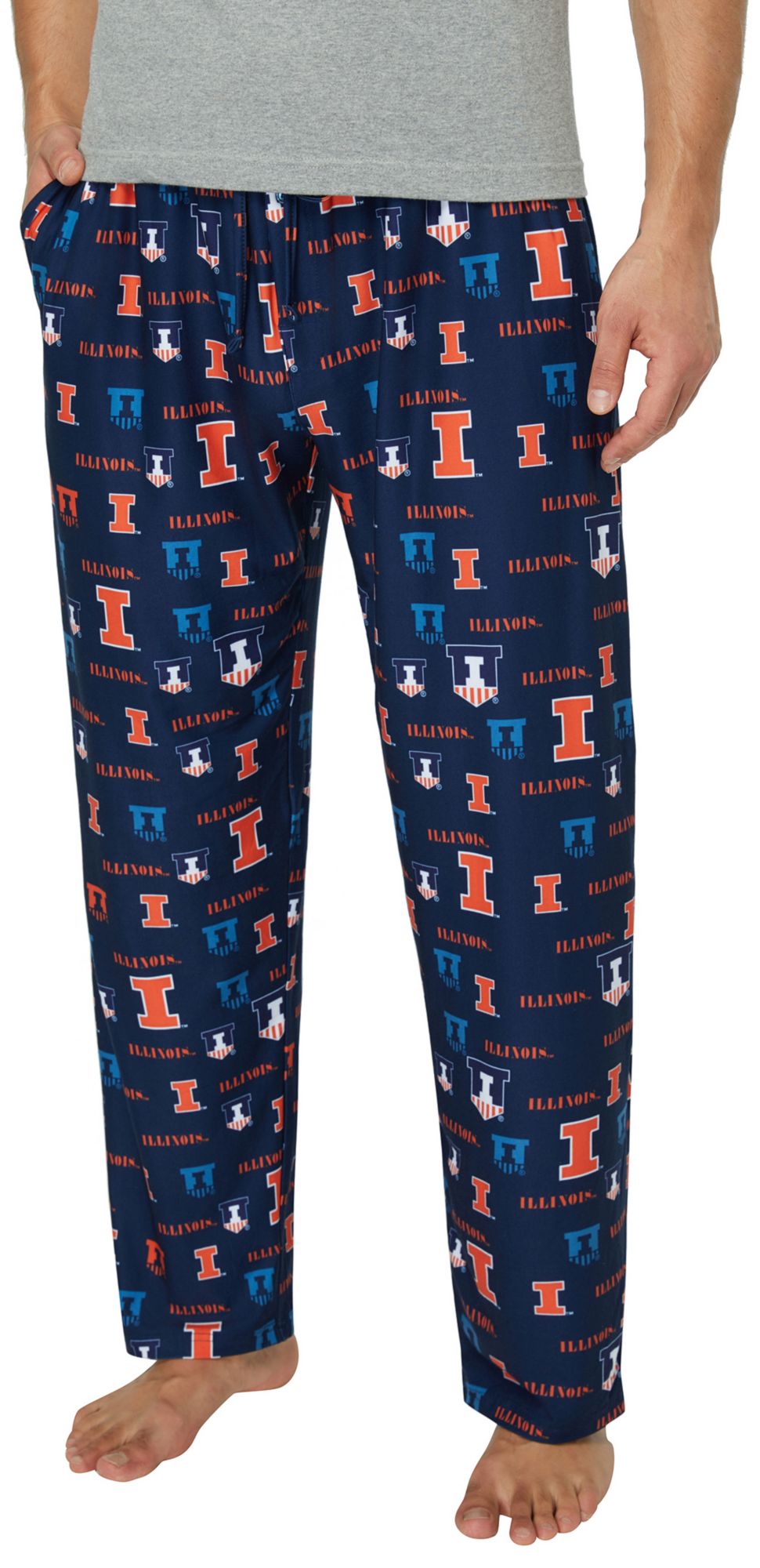 Concepts Sport Men's Illinois Fighting Illini Navy All Over Print Sleep Pants