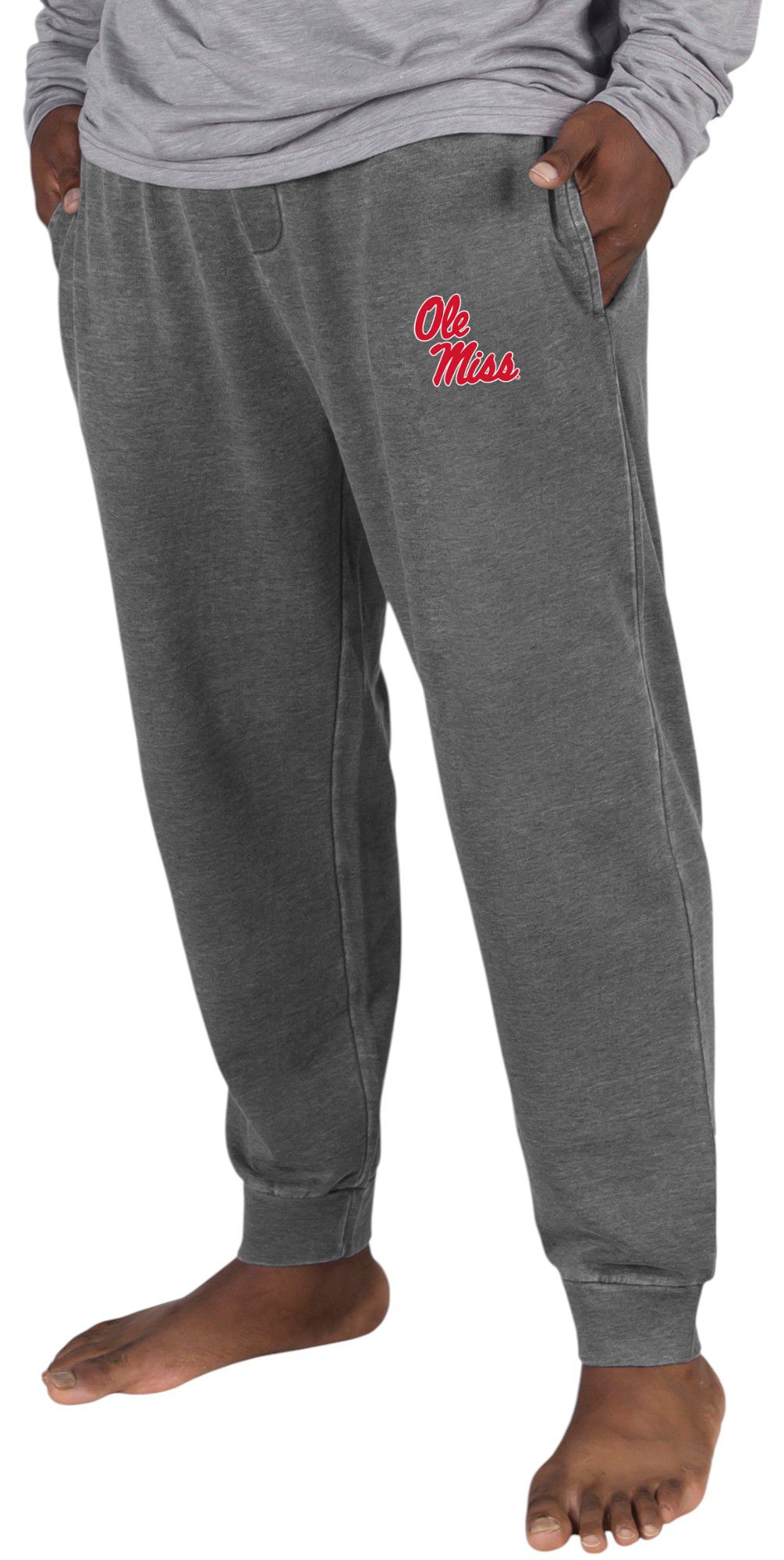 Concepts Sport Men's Ole Miss Rebels Charcoal Trackside Fleece Cuffed Leg Pants