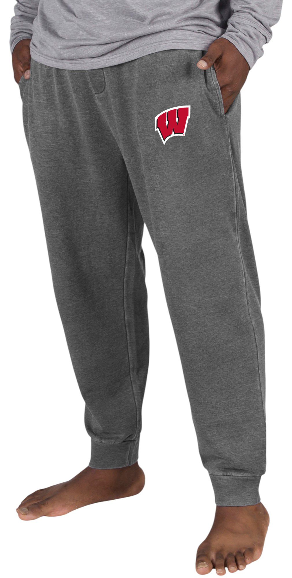 Concepts Sport Men's Wisconsin Badgers Charcoal Trackside Fleece Cuffed Leg Pants