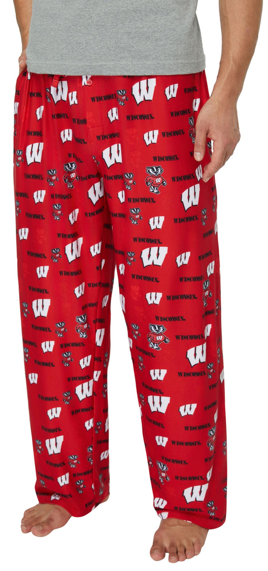 Concepts Sport Men's Wisconsin Badgers Red All Over Print Sleep Pants
