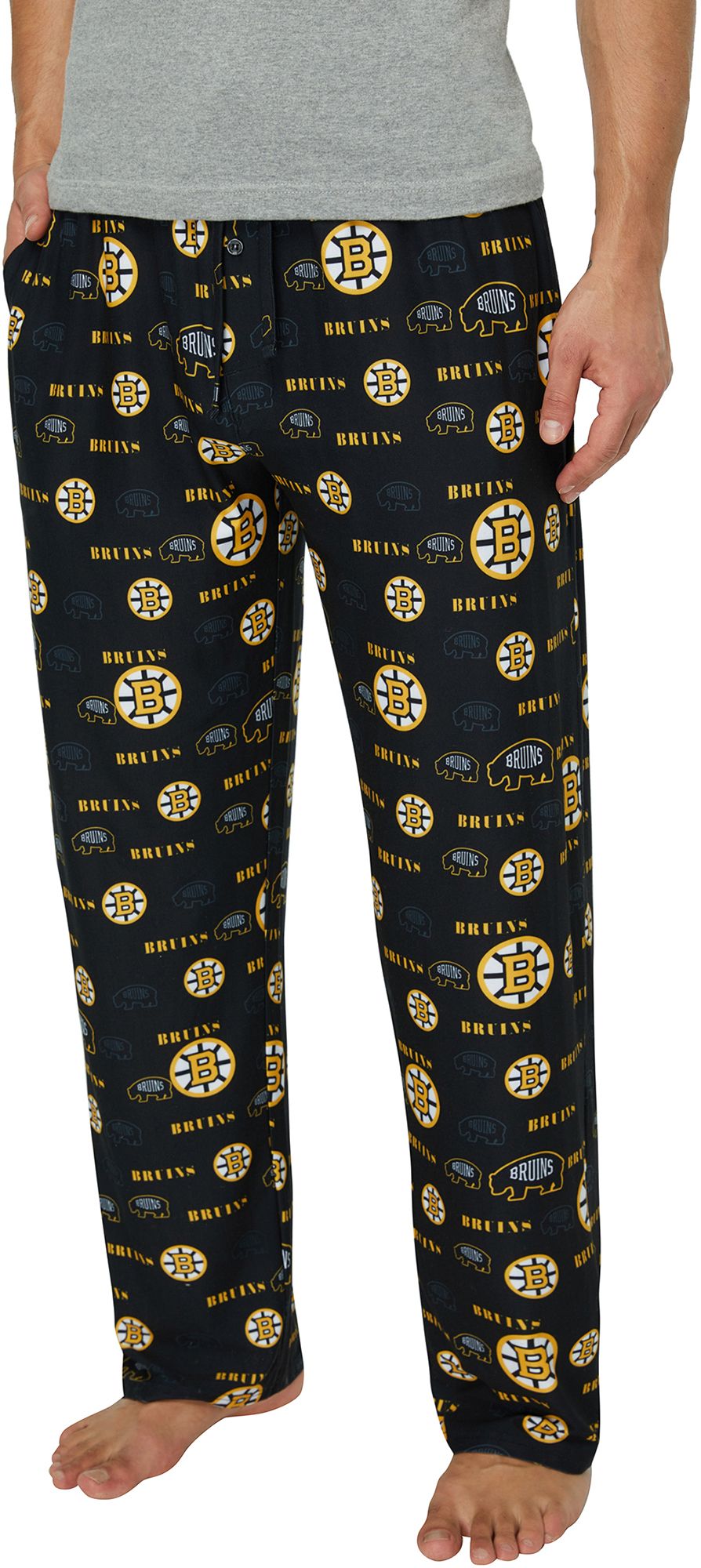 Concepts Sport Men's Boston Bruins Black Mosaic All Over Print Sleep Pants