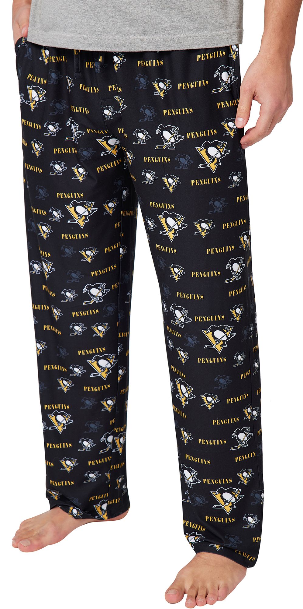 Concepts Sport Men's Pittsburgh Penguins Black Mosaic All Over Print Sleep Pants