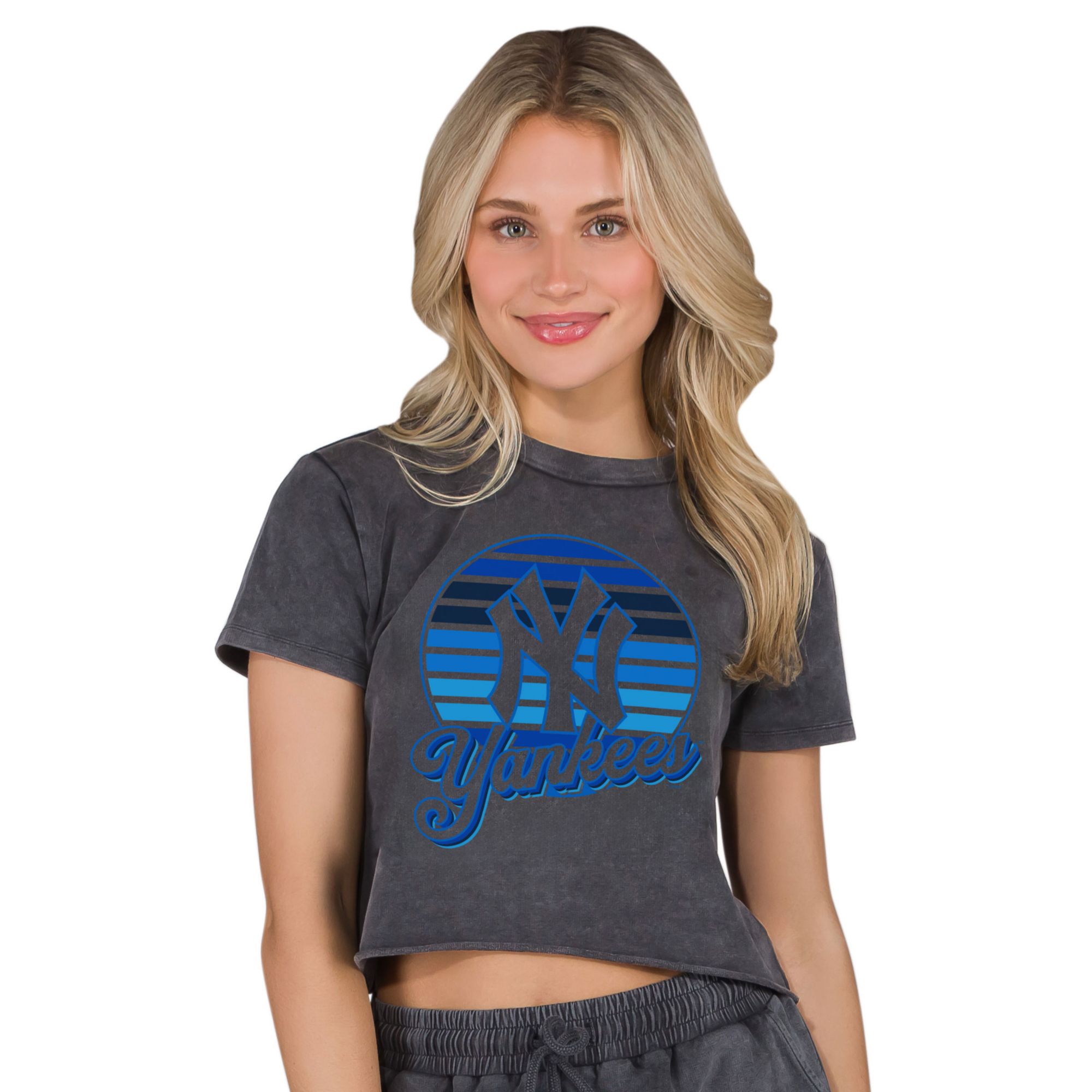 Concepts Sport Women's New York Yankees Charcoal Prism Boxy T-Shirt