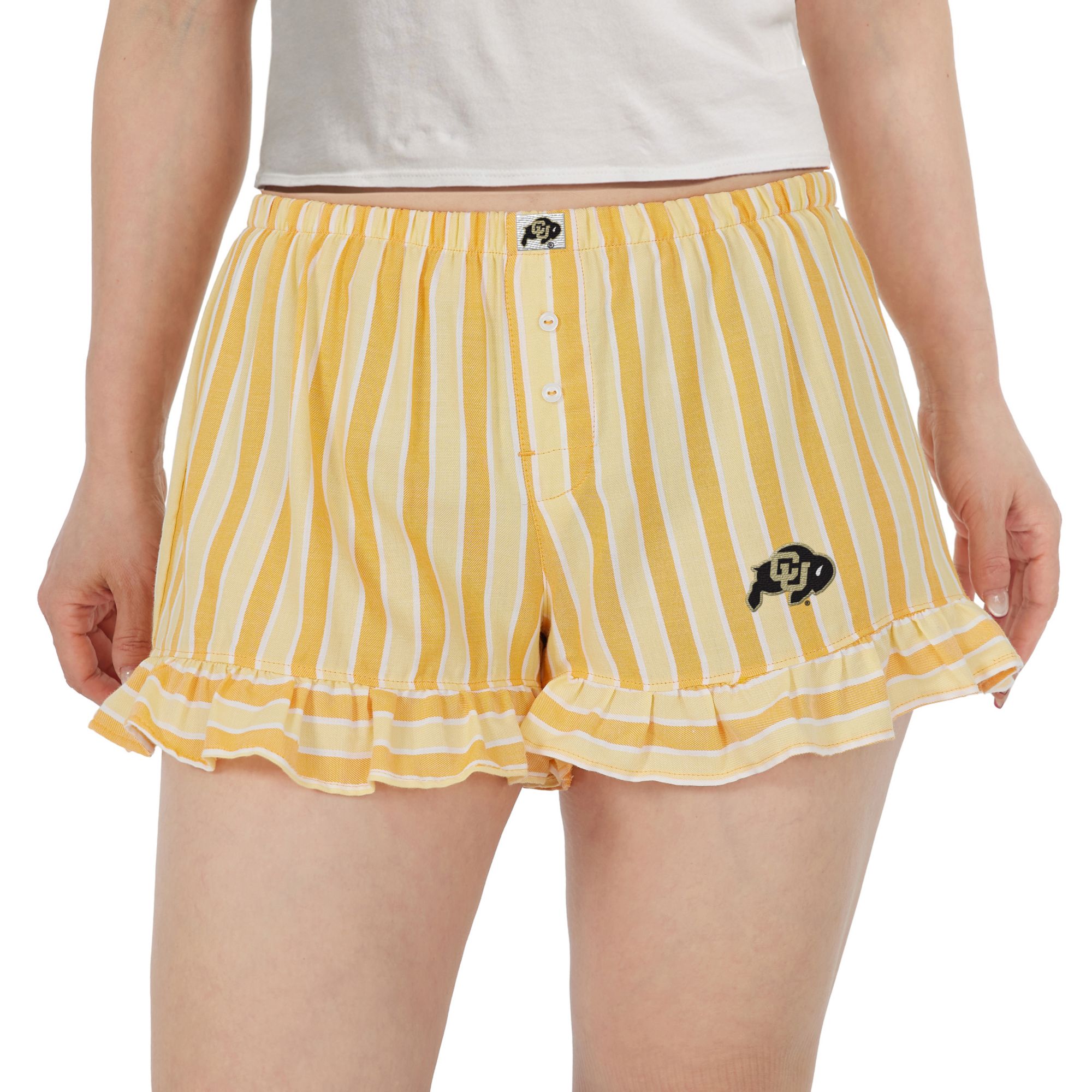 Concepts Sport Women's Colorado Buffaloes Yellow Striped Pajama Shorts