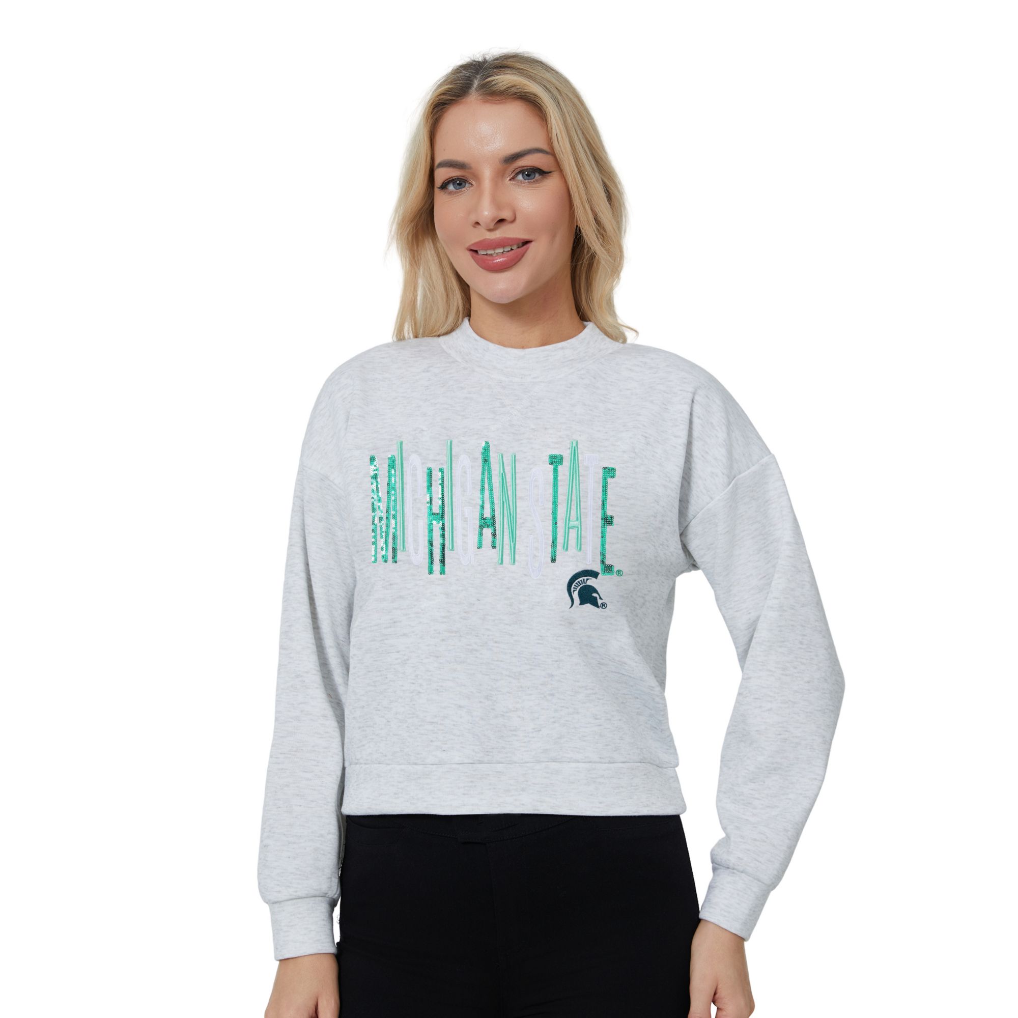 Concepts Sport Women's Michigan State Spartans Gray Lilian Pullover Sweatshirt
