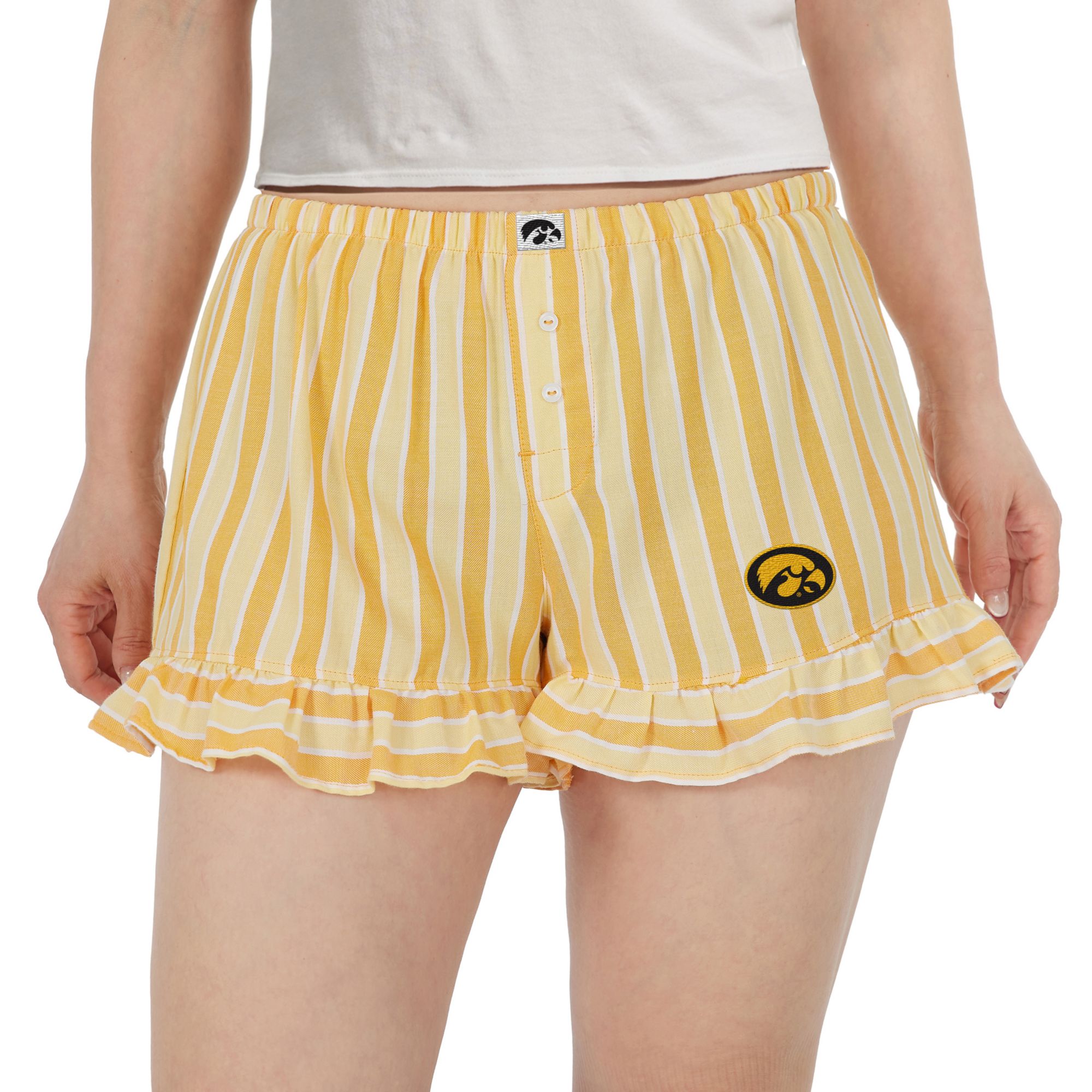 Concepts Sport Women's Iowa Hawkeyes Yellow Striped Pajama Shorts