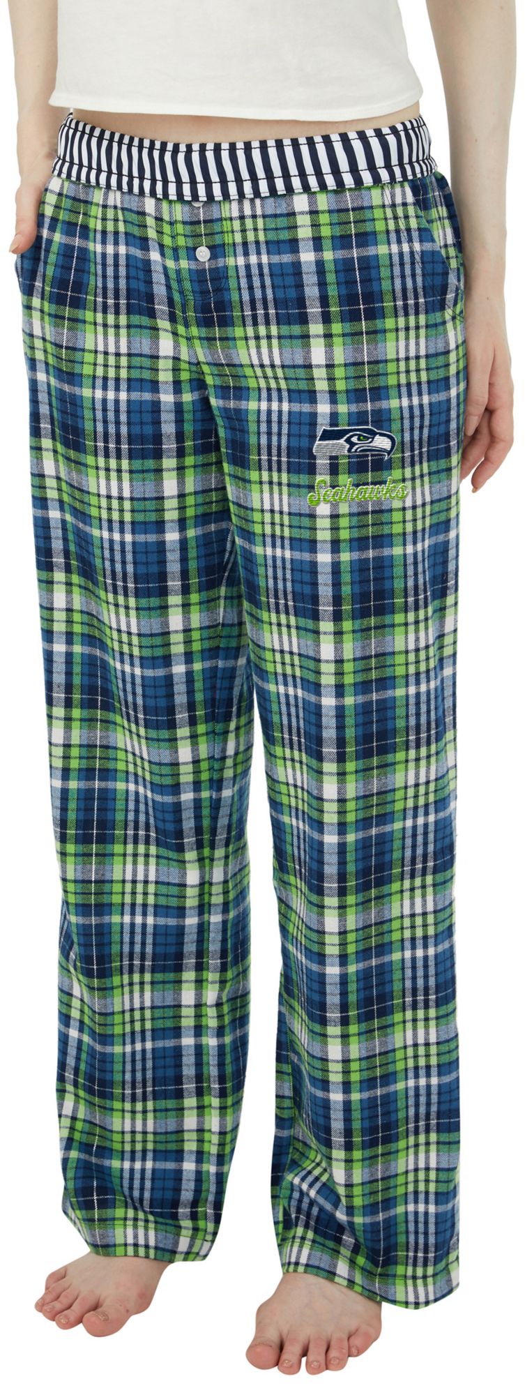 Concepts Sport Women's Seattle Seahawks Navy Laney Flannel Sleep Pants