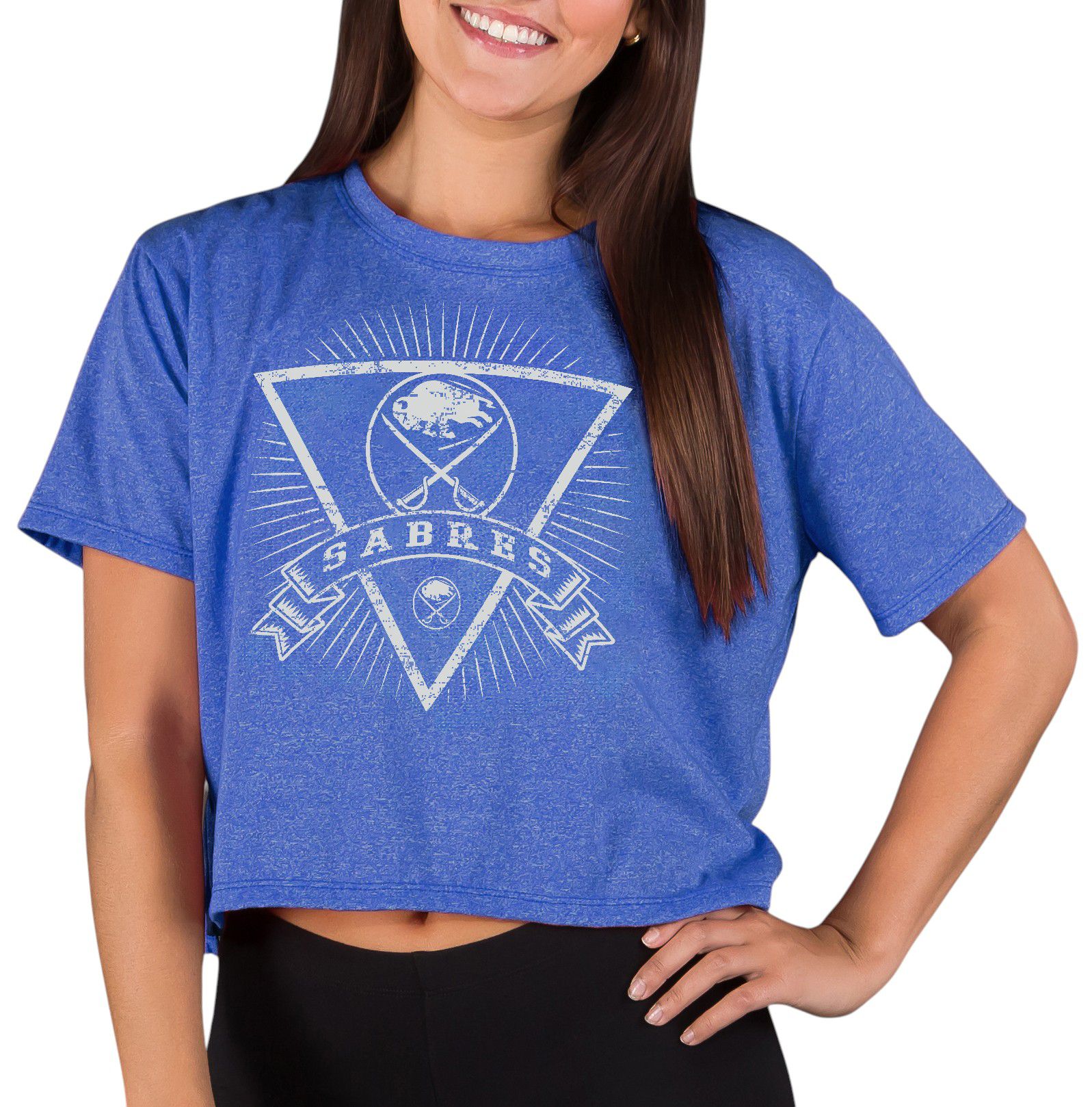 Concepts Sport Women's Buffalo Sabres Royal Quest Triangle Short Sleeve T-Shirt