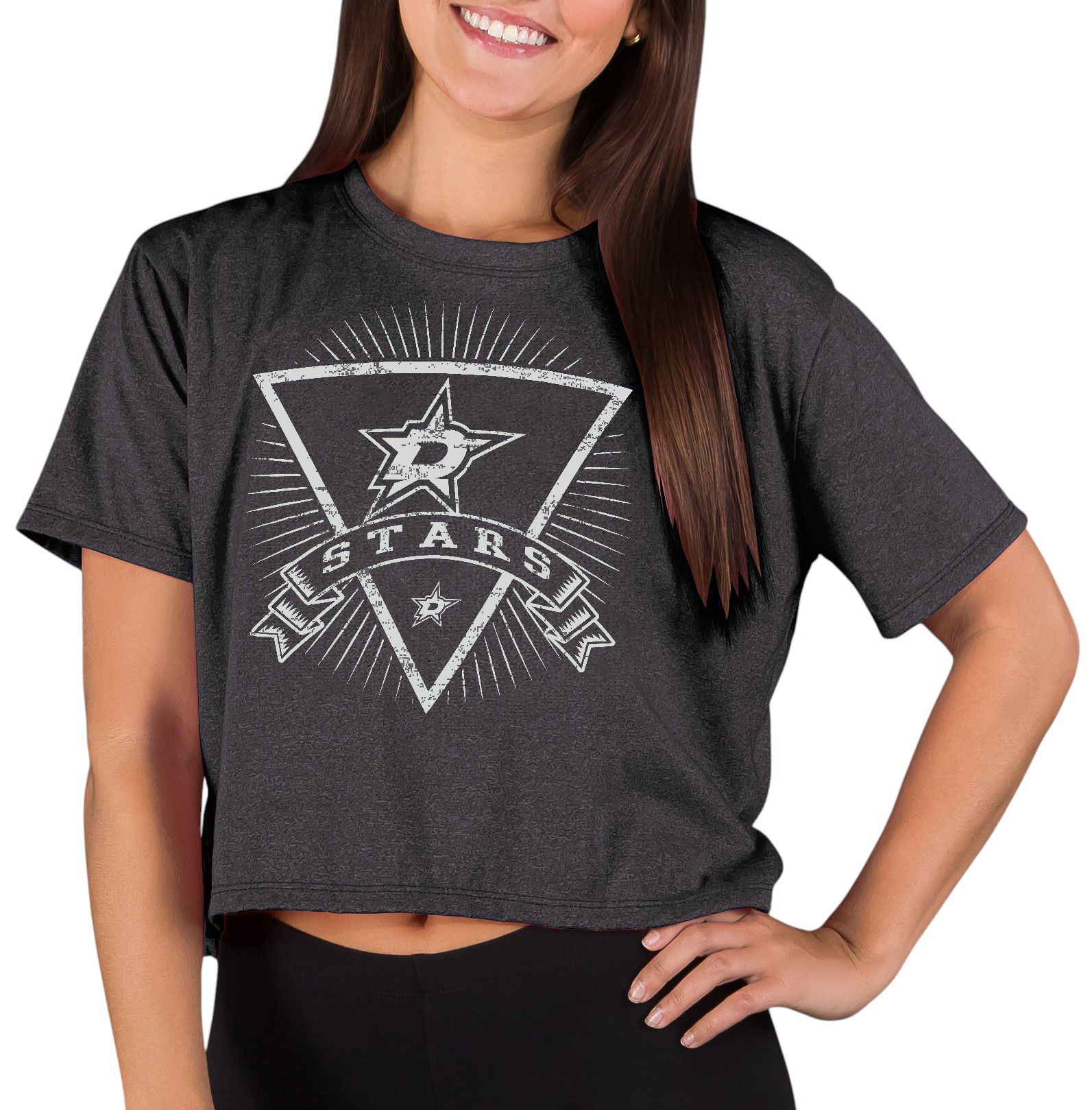 Concepts Sport Women's Dallas Stars Charcoal Quest Triangle Short Sleeve T-Shirt