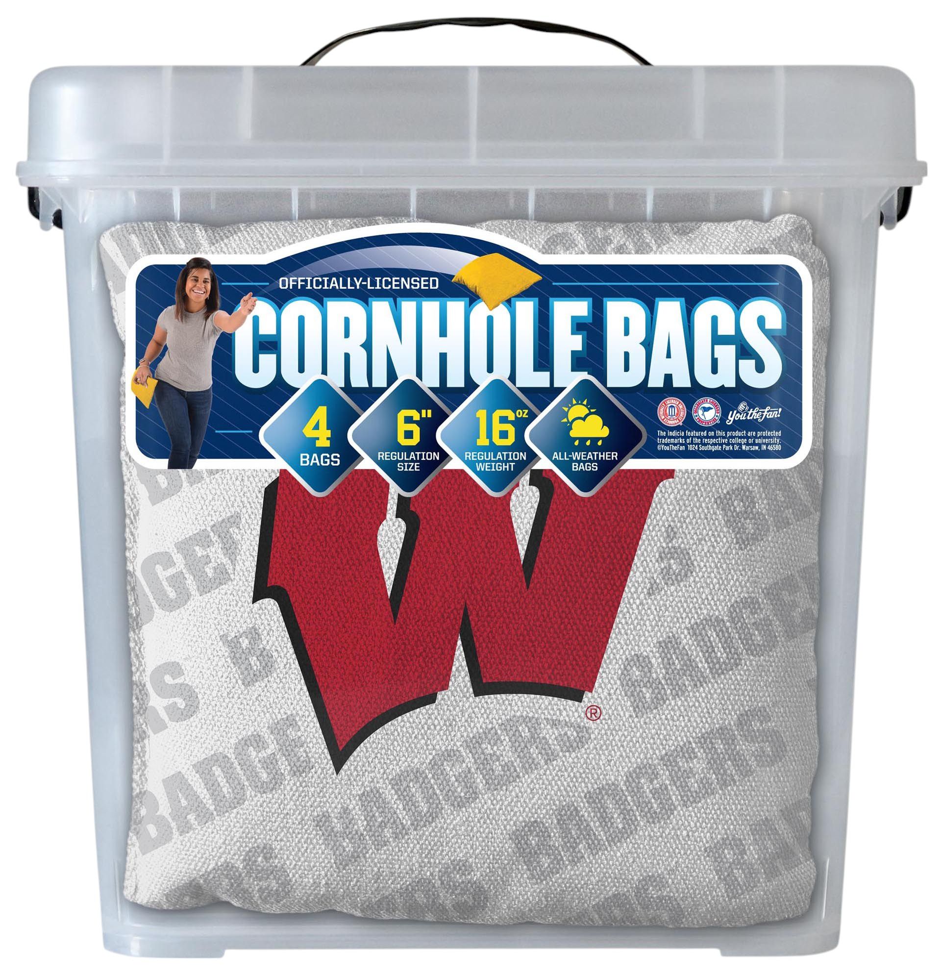 YouTheFan Wisconsin Badgers White 4-Pack Cornhole Bean Bag Set