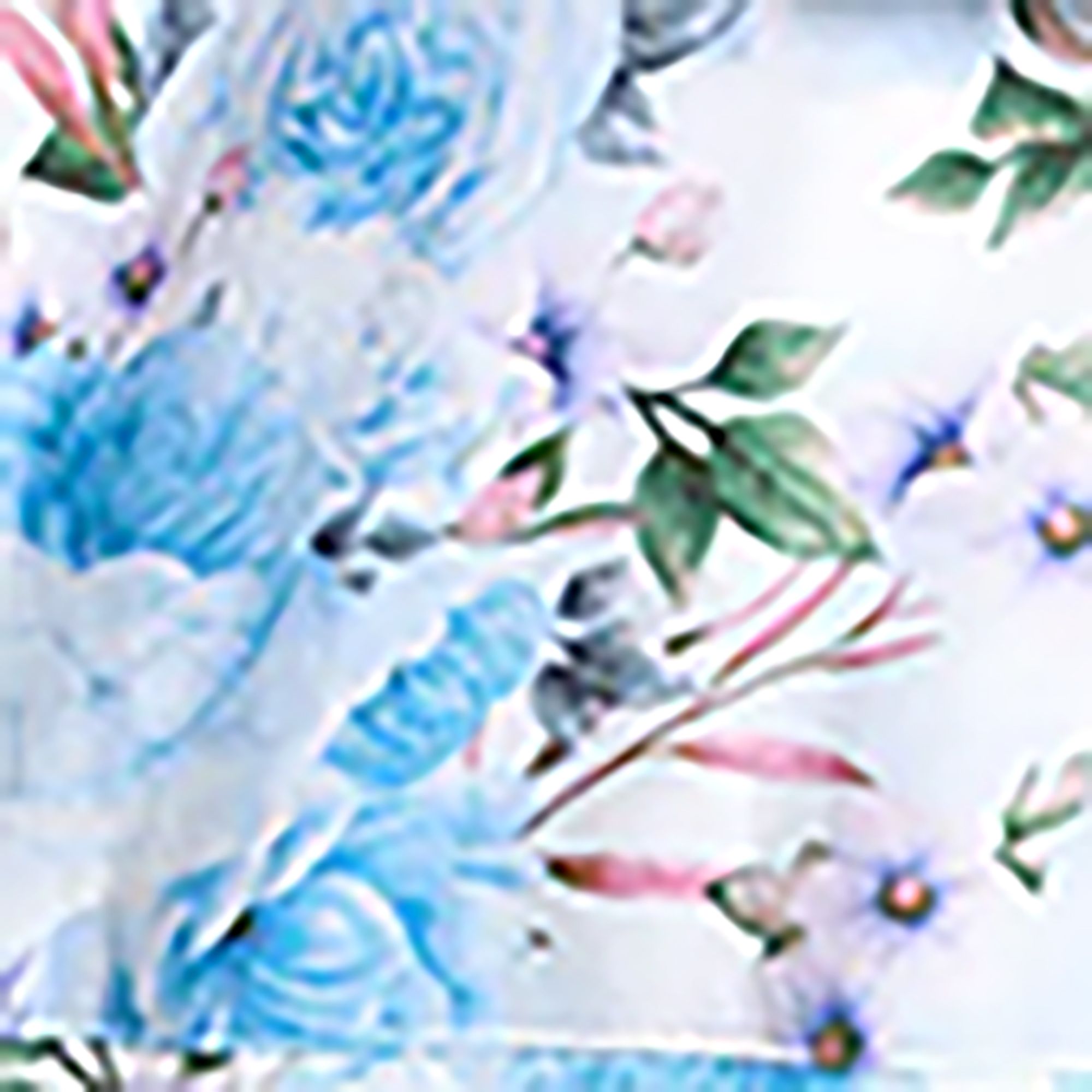 Floral Flurry Cyan Glass