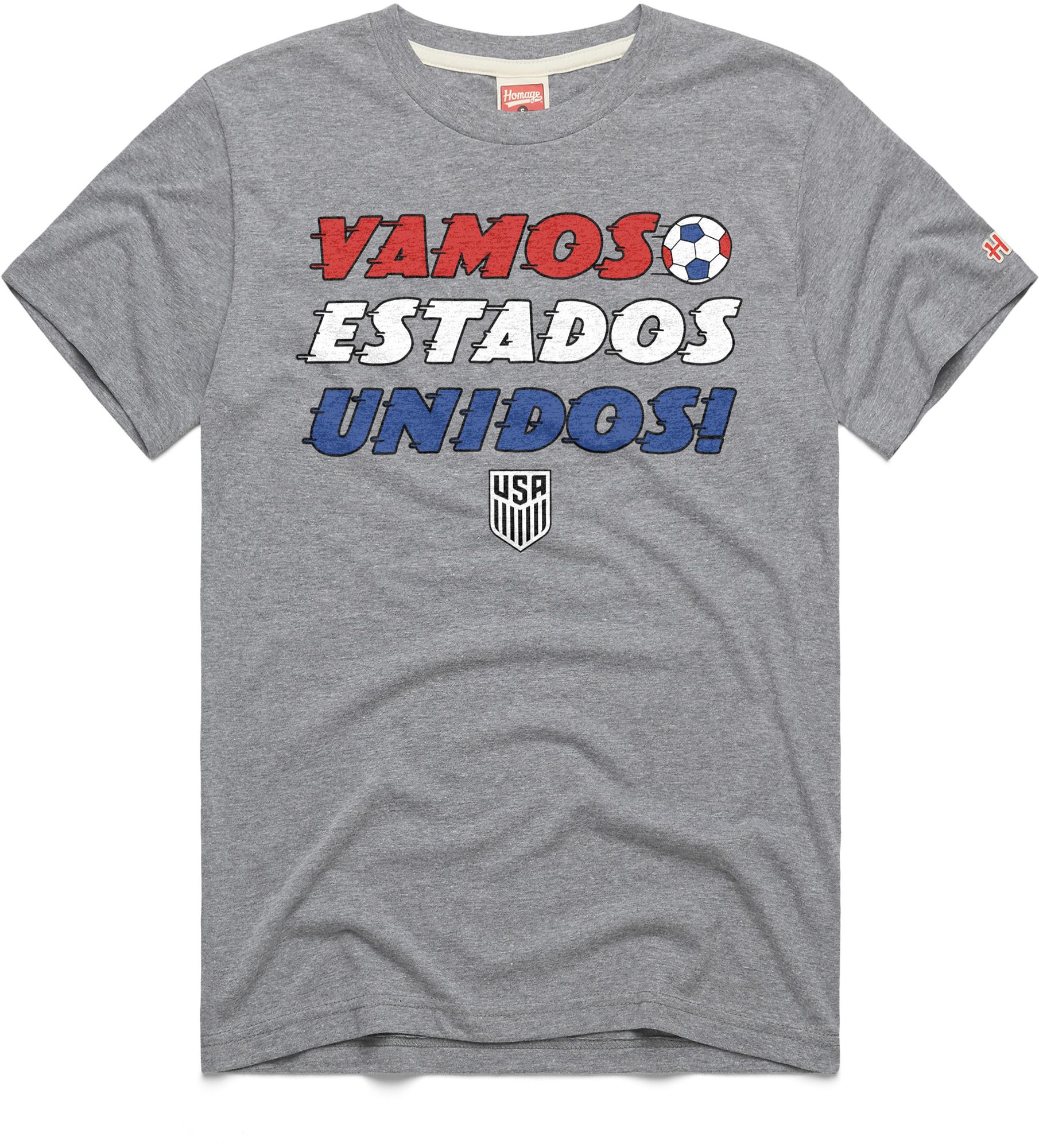 HOMAGE Adult USMNT Grey  Vamos Wordmark T-Shirt