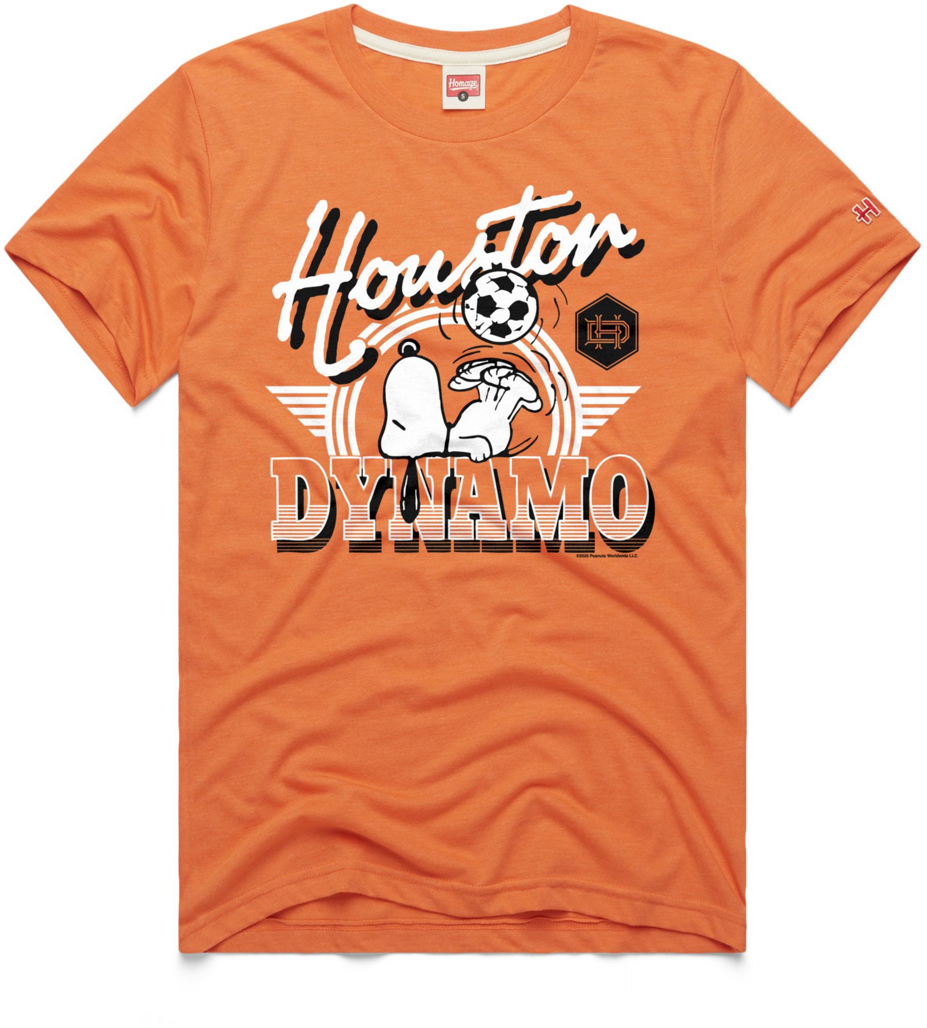 HOMAGE Adult Houston Dynamo Orange Home Peanuts Graphic T-Shirt
