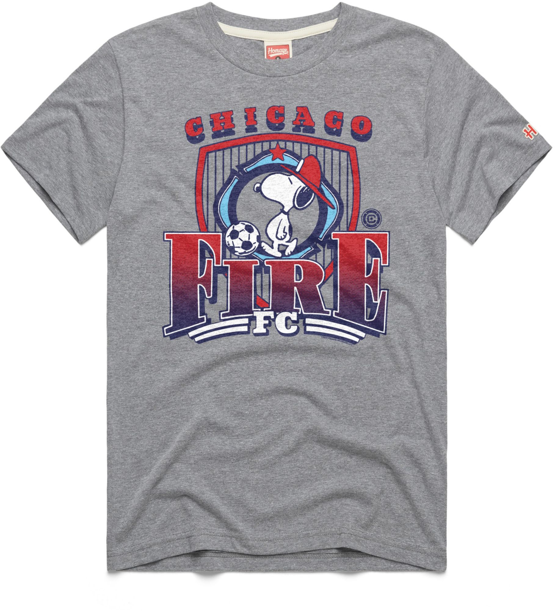 HOMAGE Adult Chicago Fire Gray Home Peanuts Graphic T-Shirt