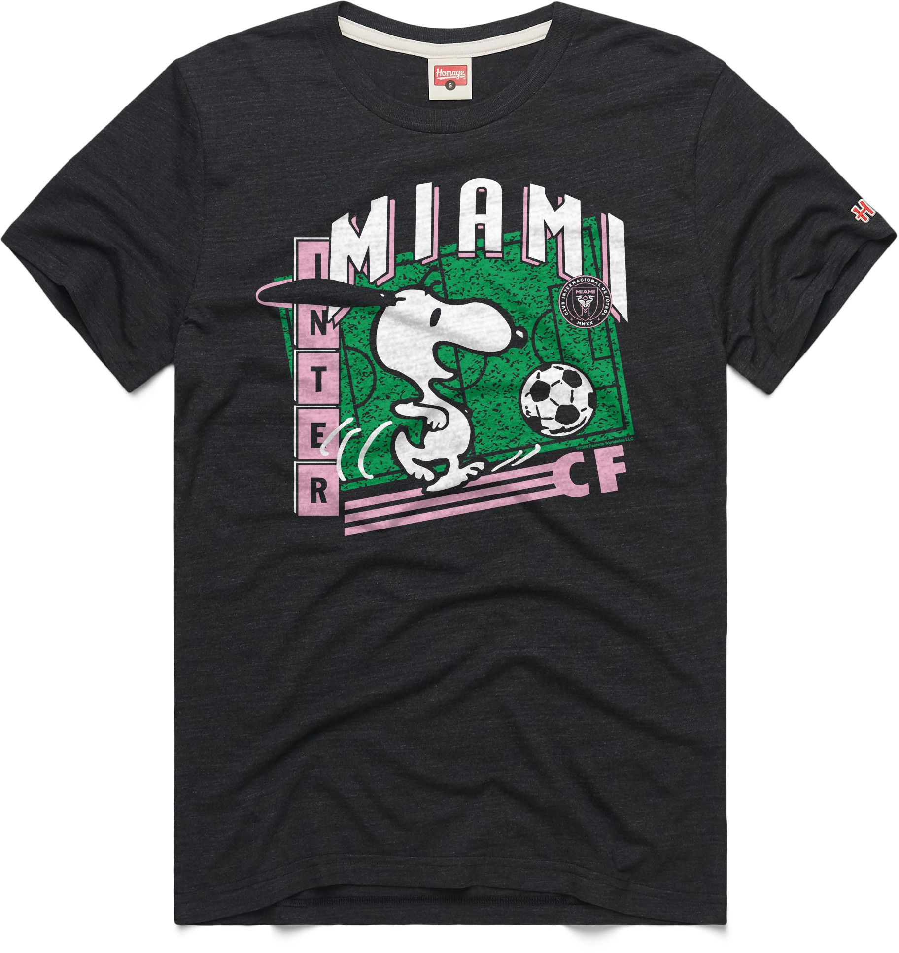 HOMAGE Adult Inter Miami CF Black Home Peanuts Graphic T-Shirt