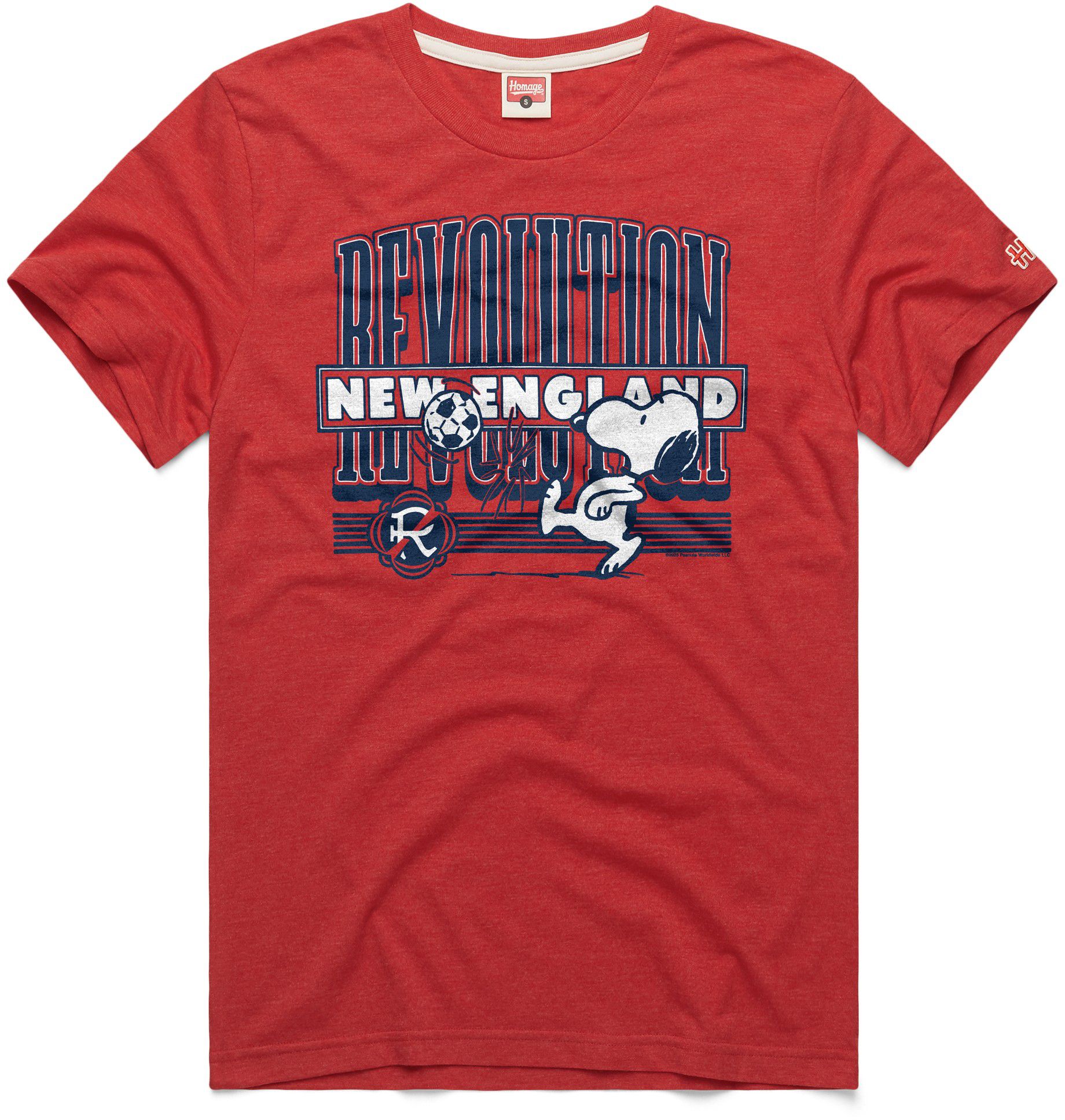 HOMAGE Adult New England Revolution Red Home Peanuts Graphic T-Shirt