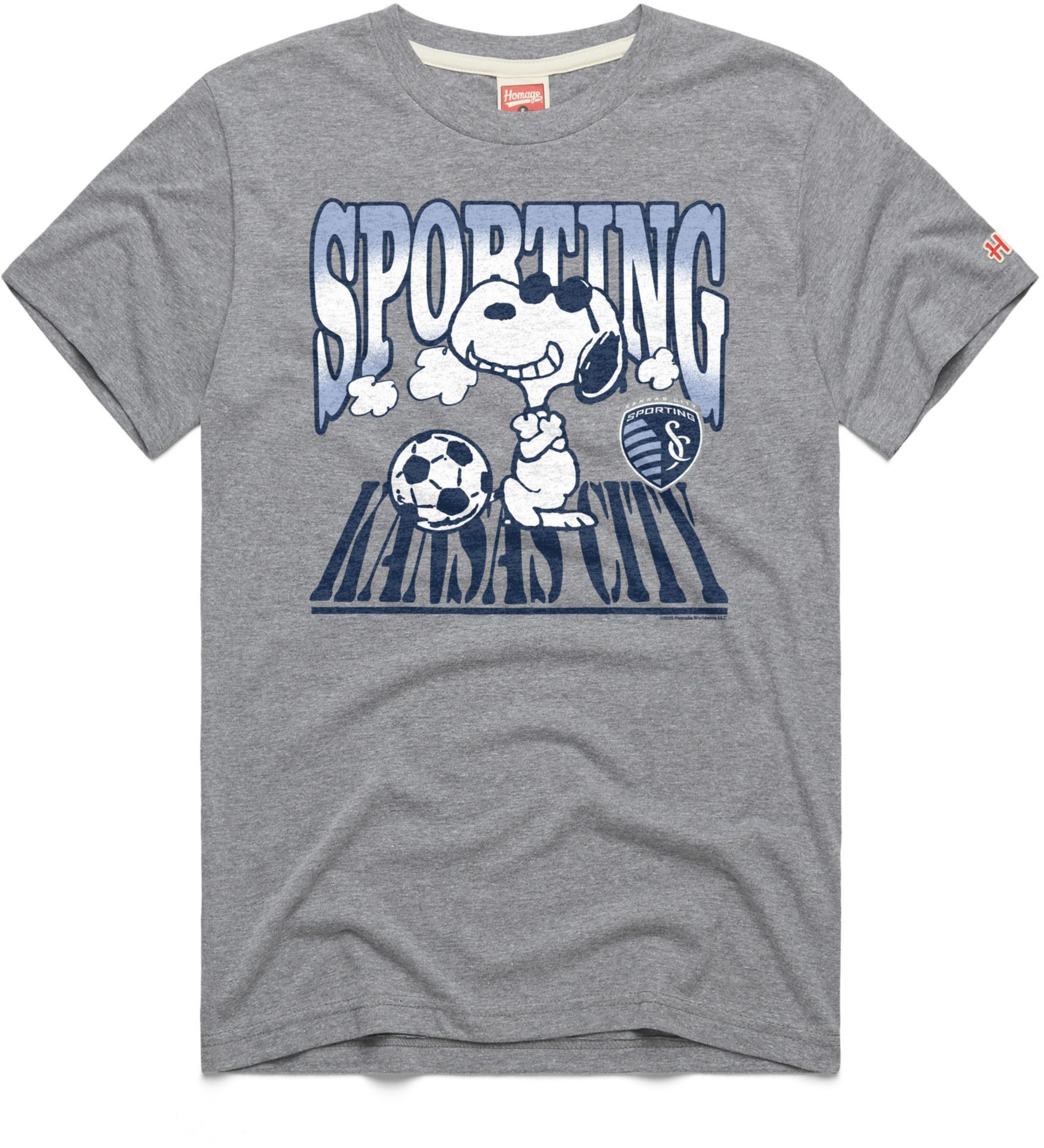 HOMAGE Adult Sporting Kansas City Gray Home Peanuts Graphic T-Shirt