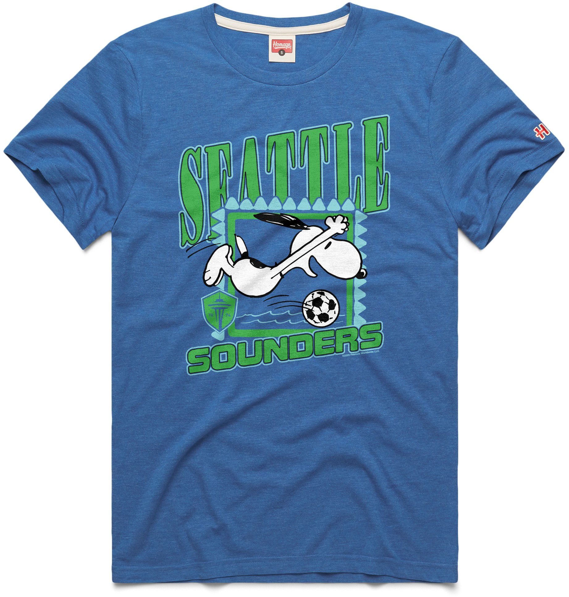 HOMAGE Adult Seattle Sounders Royal Blue Home Peanuts Graphic T-Shirt