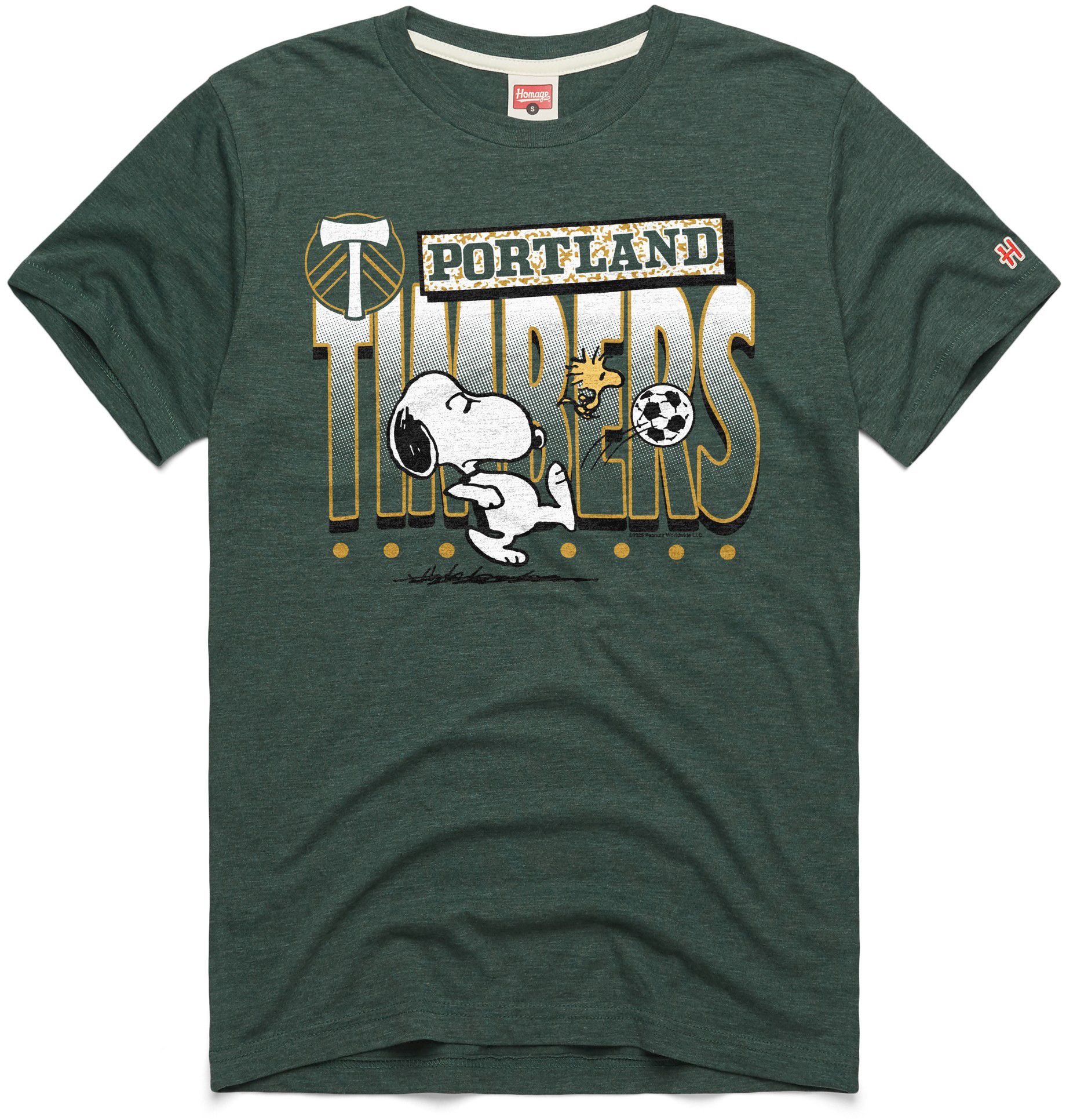 HOMAGE Adult Portland Timbers Green Home Peanuts Graphic T-Shirt