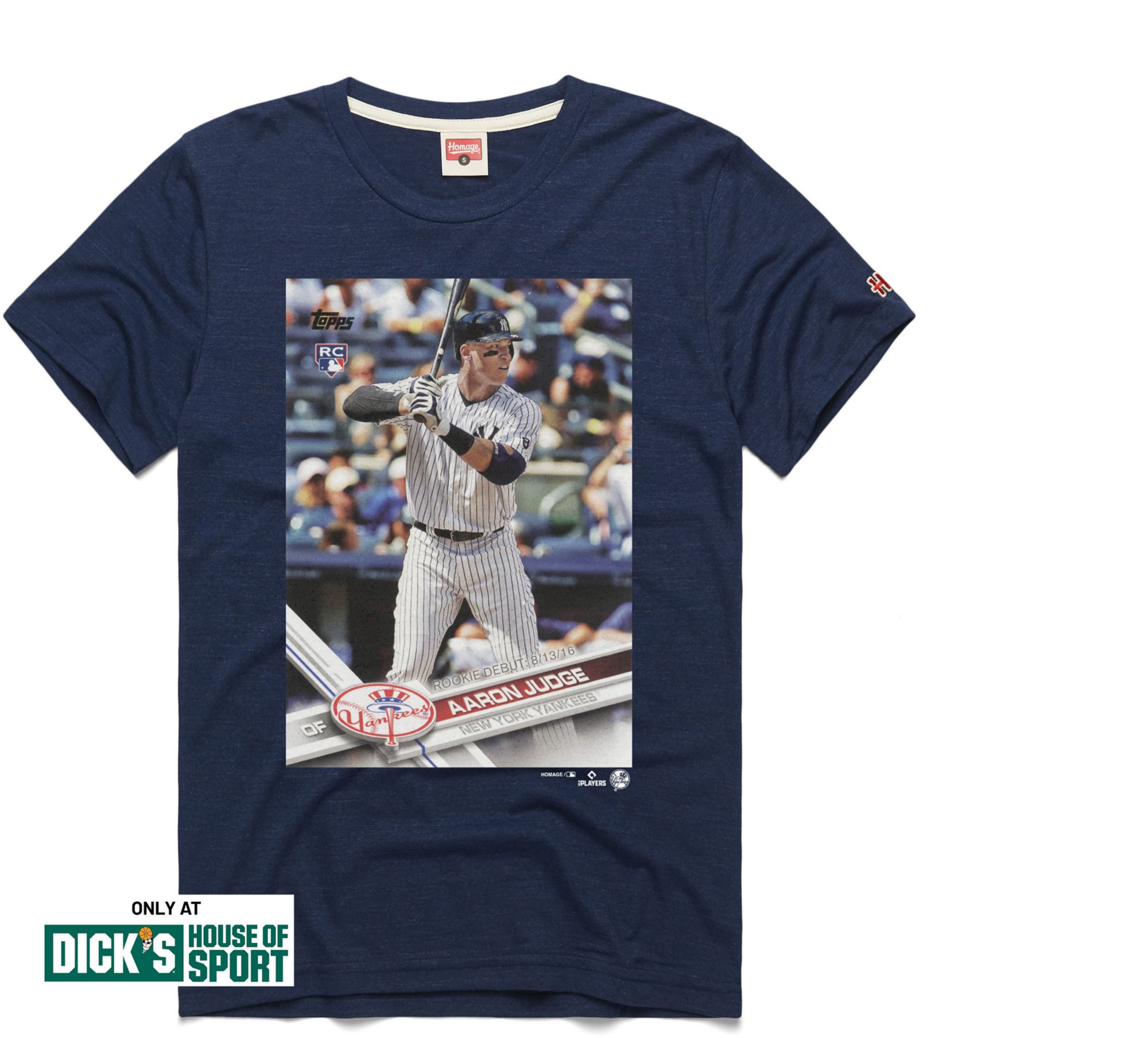 HOMAGE Men's New York Yankees Aaron Judge Navy Topps Trading T-Shirt