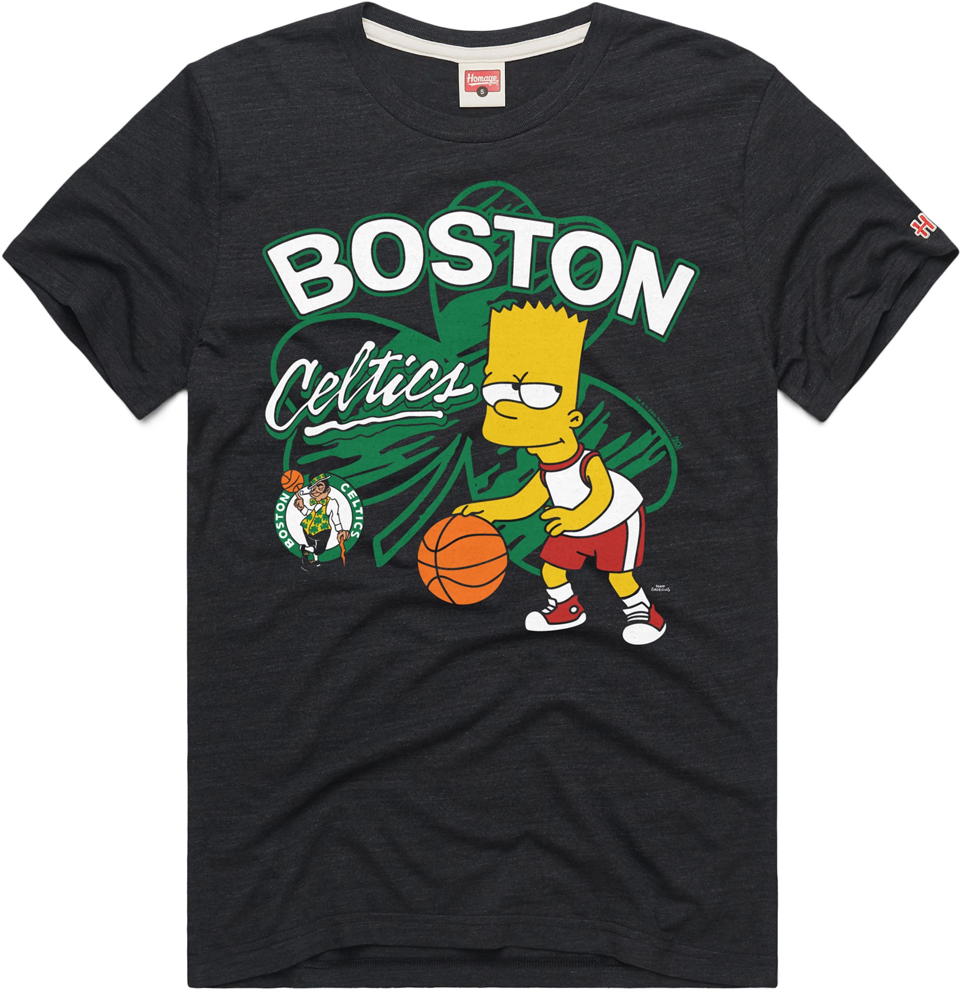 HOMAGE Men's Boston Celtics Black Simpsons Bart T-Shirt