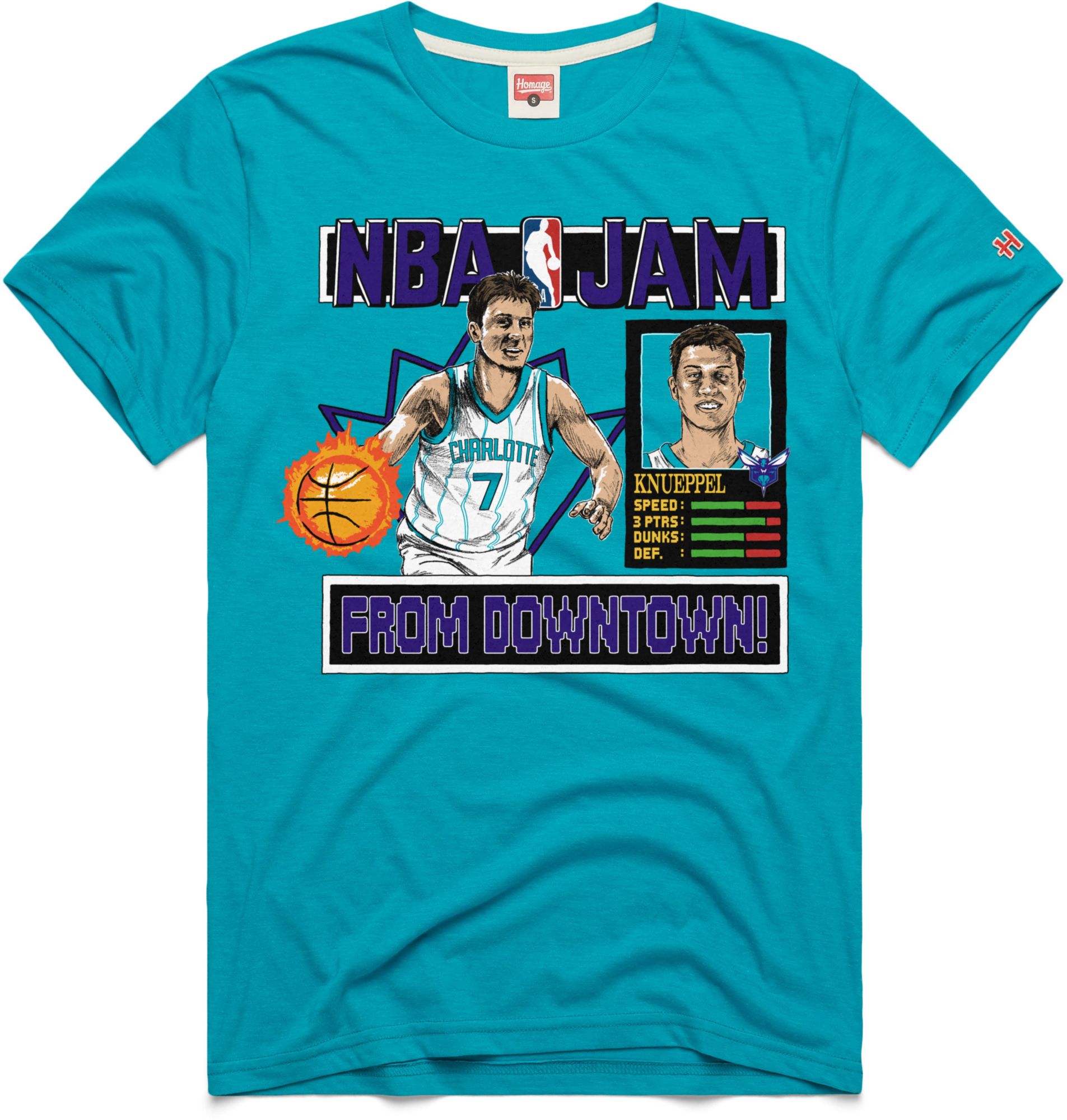 HOMAGE Men's Charlotte Hornets Kon Knueppel #7 Blue NBA Jam T-Shirt