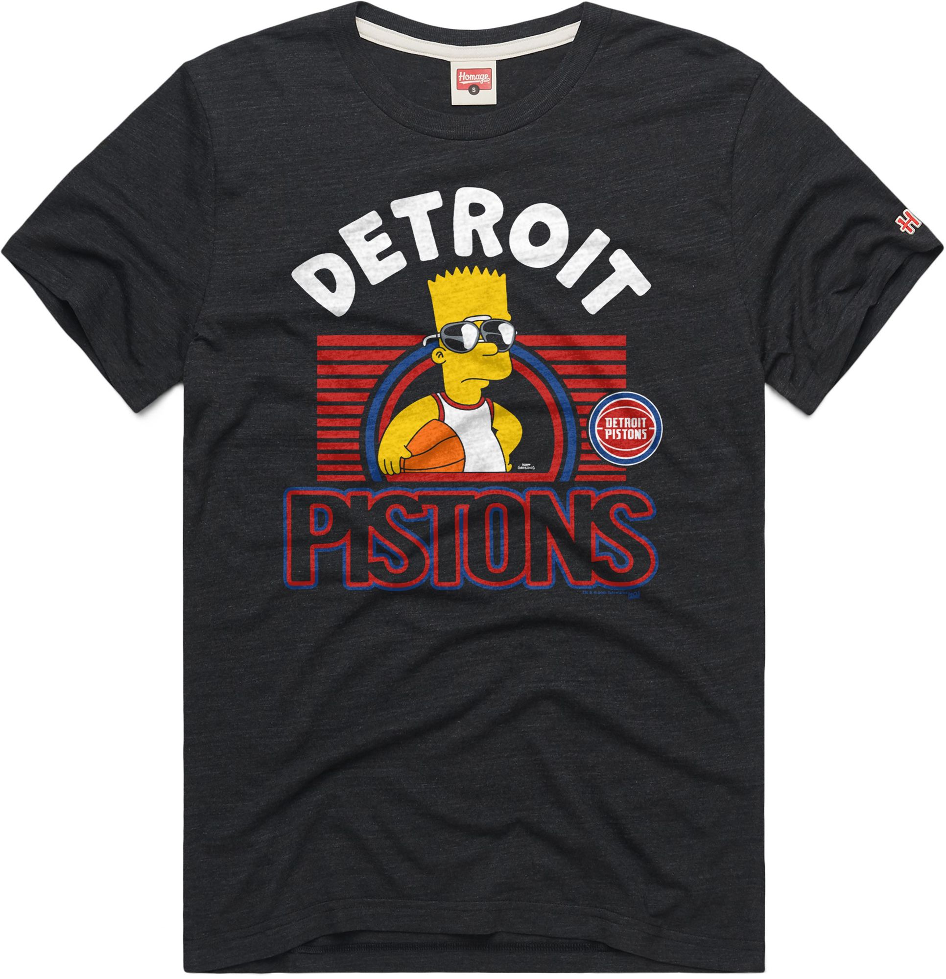 HOMAGE Men's Detroit Pistons Bart Simpson Black T-Shirt