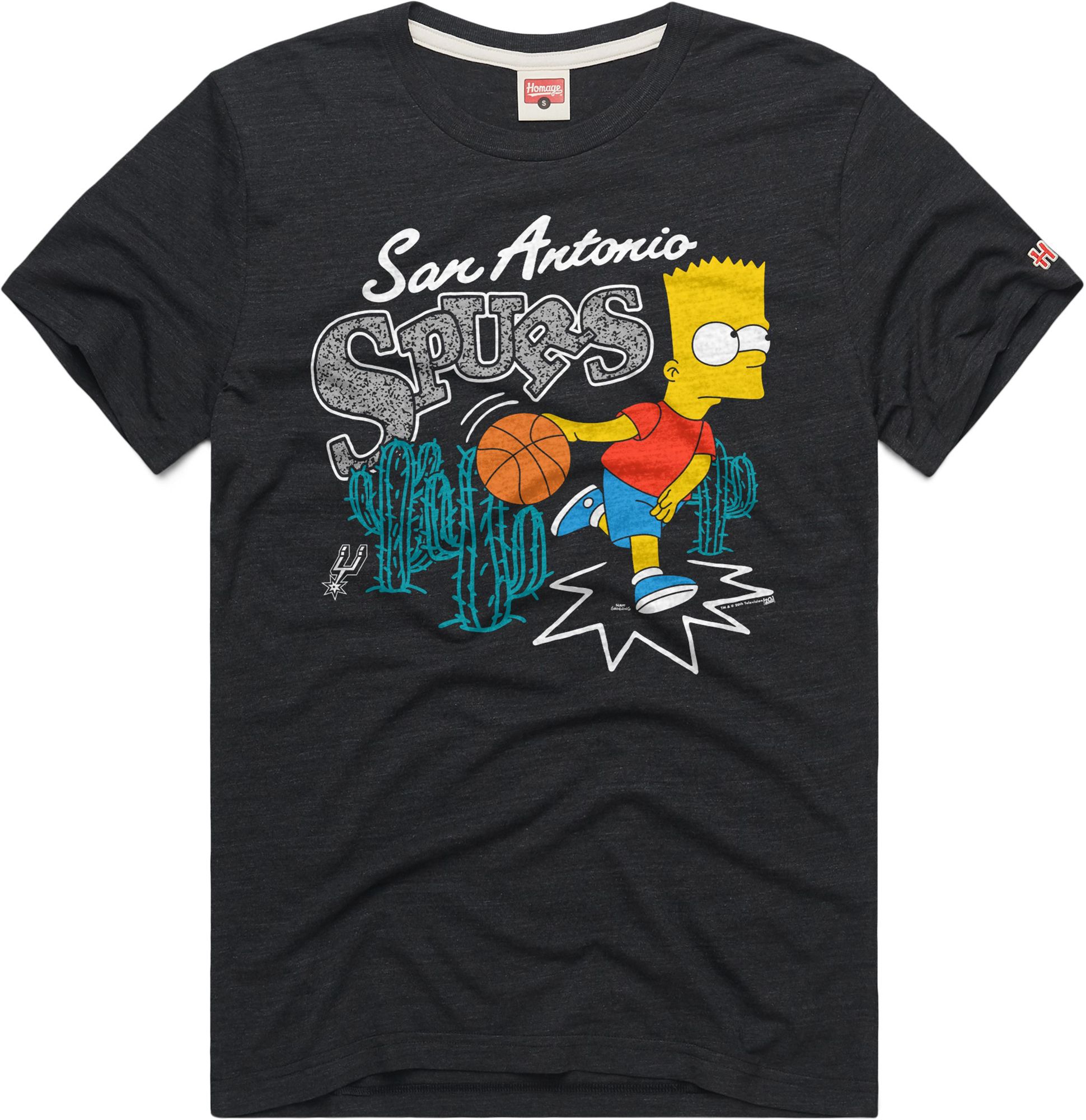 HOMAGE Men's San Antonio Spurs Bart Simpson Black T-Shirt