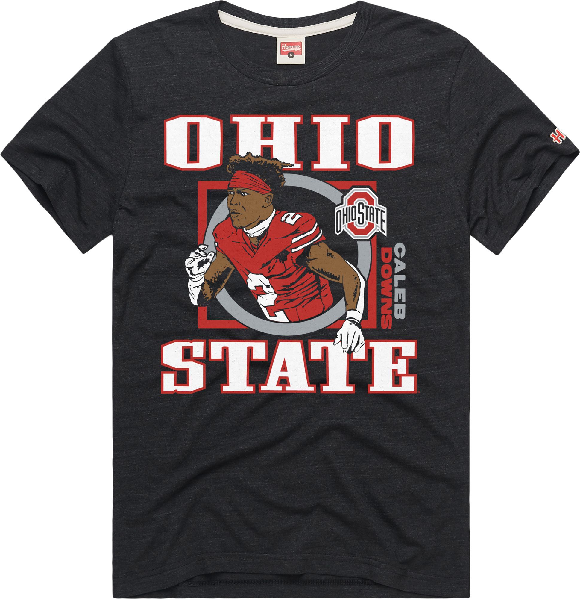 HOMAGE Men's Ohio State Buckeyes Caleb Downs #2 Charcoal T-Shirt