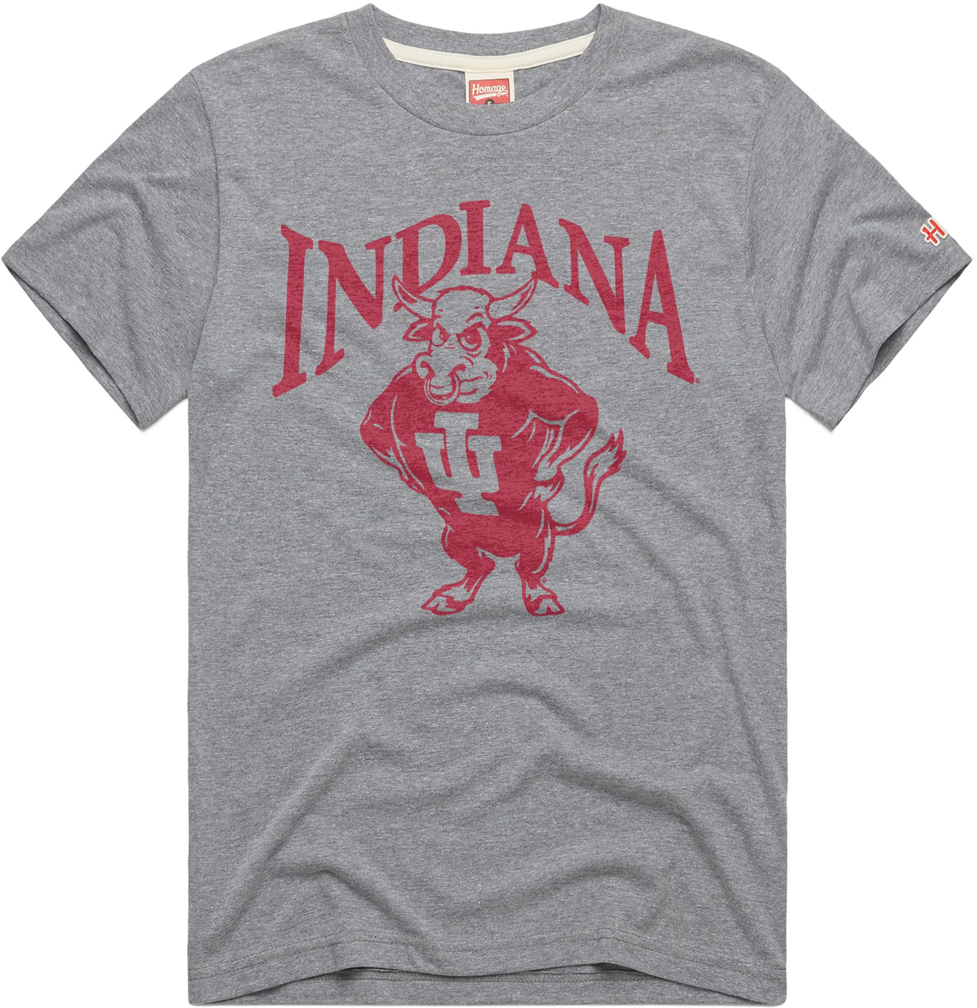 HOMAGE Men's Indiana Hoosiers Gray Bison Mascot T-Shirt