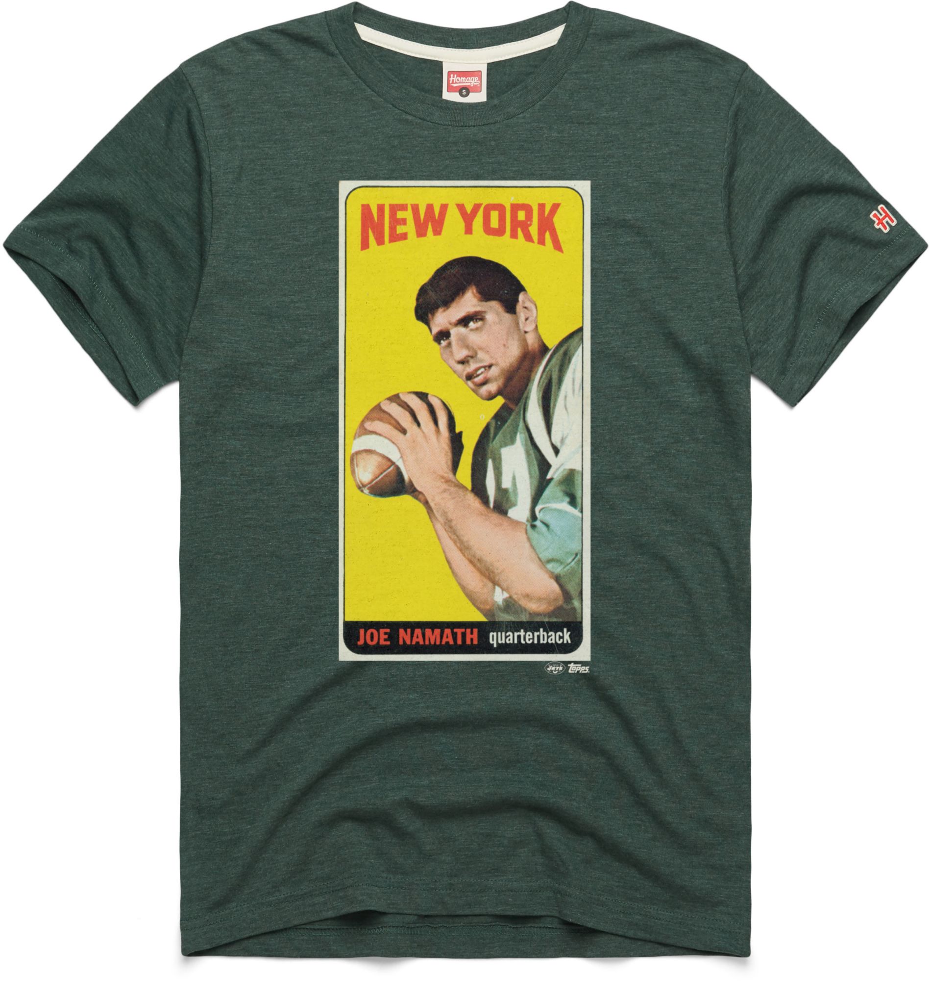 HOMAGE Men's New York Jets Joe Namath Green Topps Trading T-Shirt