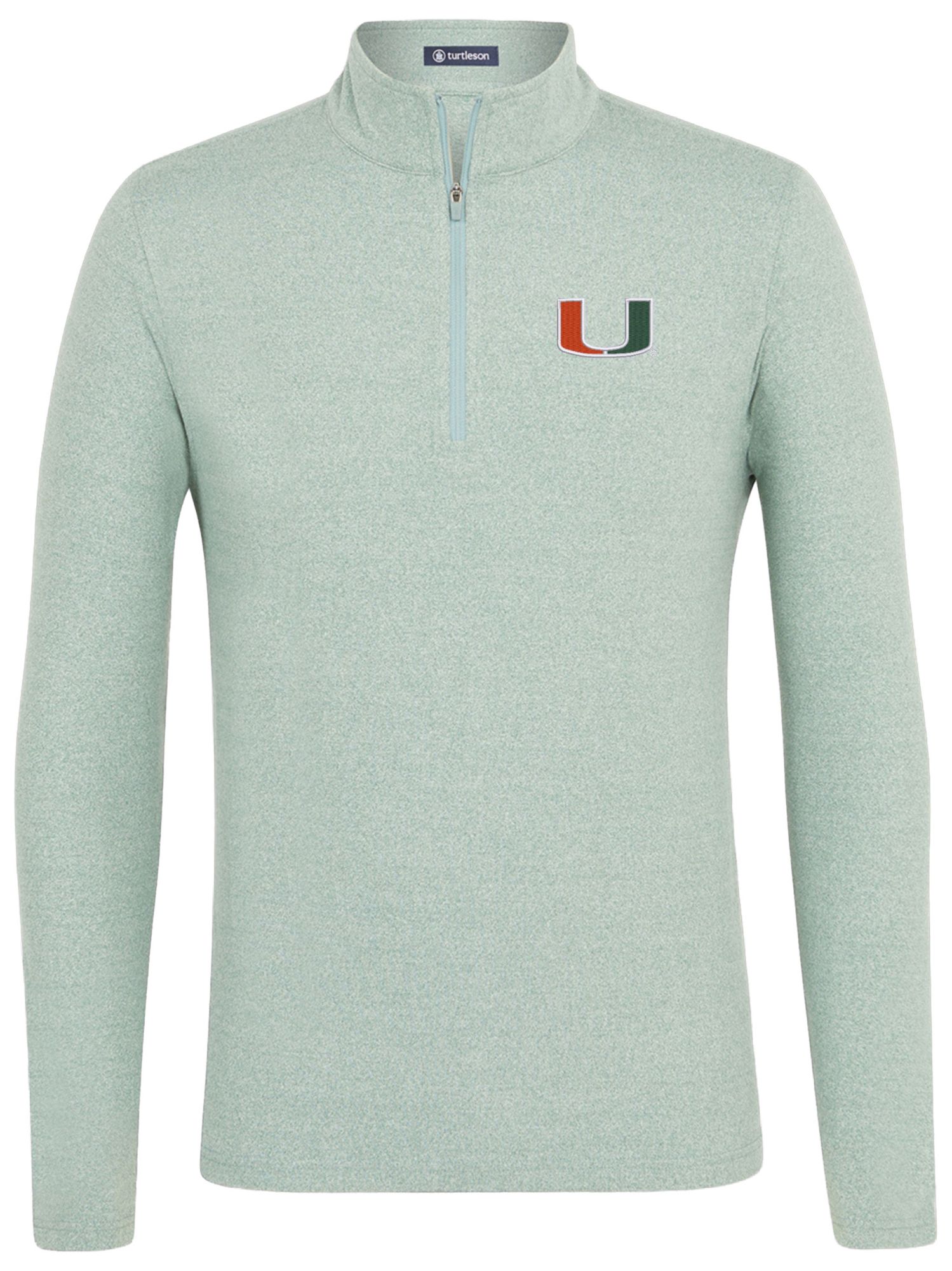 Turtleson Men's Miami Hurricanes Green Heather Ciro Quarter-Zip Pullover