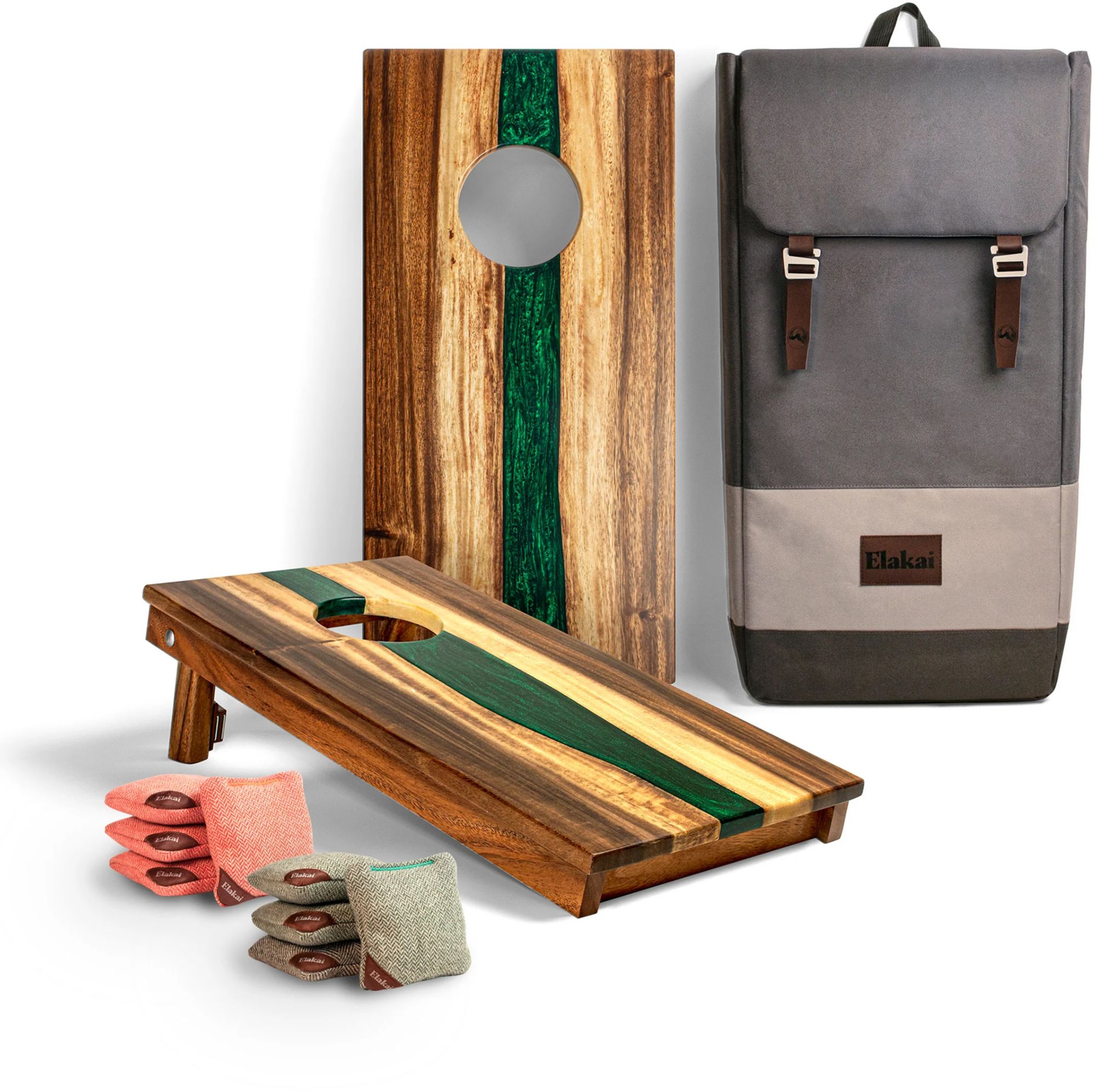 Elakai Epoxy Resin Wood Compact 1x2 Ft. Travel Cornhole Board Set