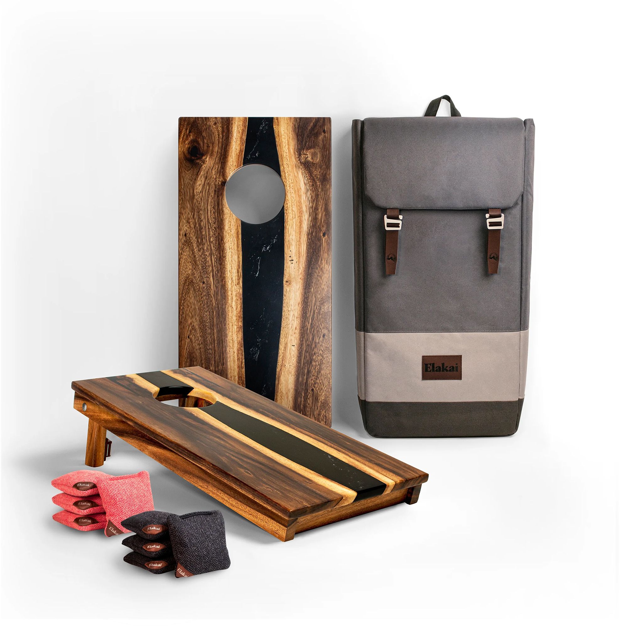 Elakai Epoxy Resin Wood Compact 1x2 Ft. Travel Cornhole Board Set