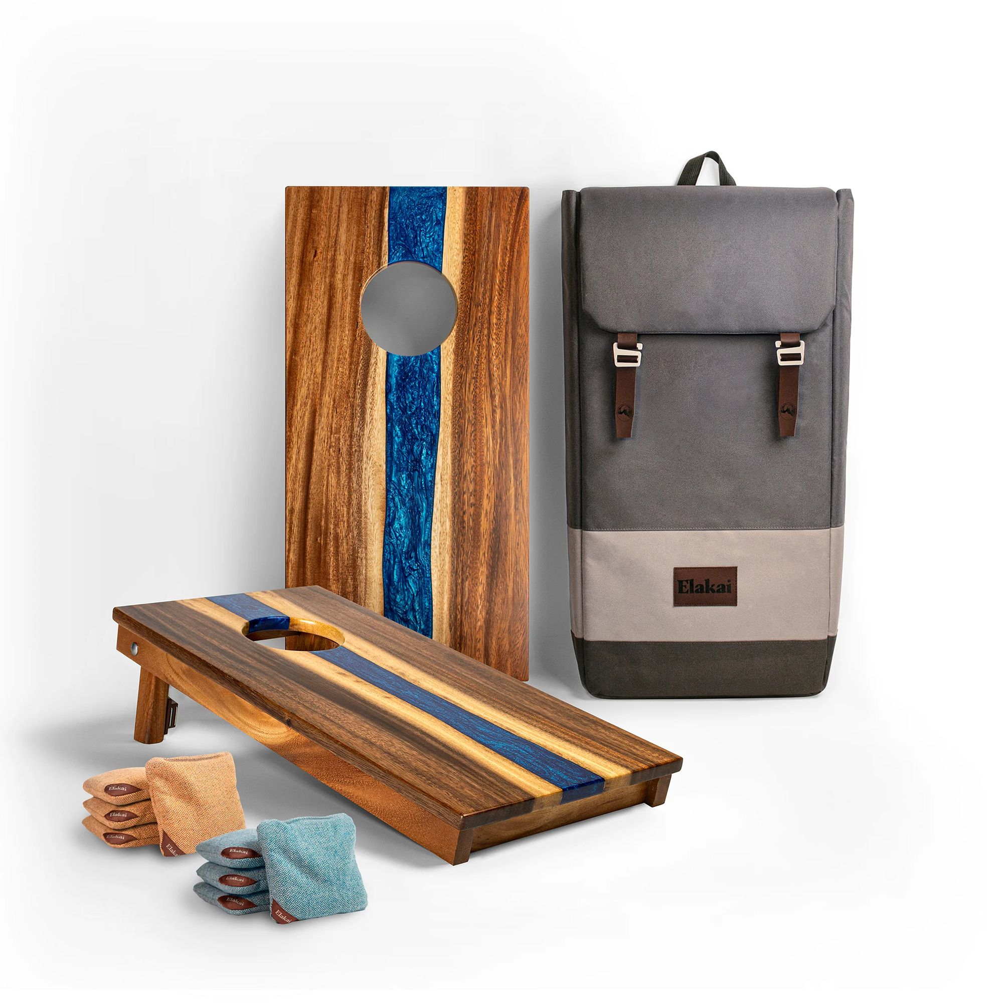 Elakai Epoxy Resin Wood Compact 1x2 Ft. Travel Cornhole Board Set